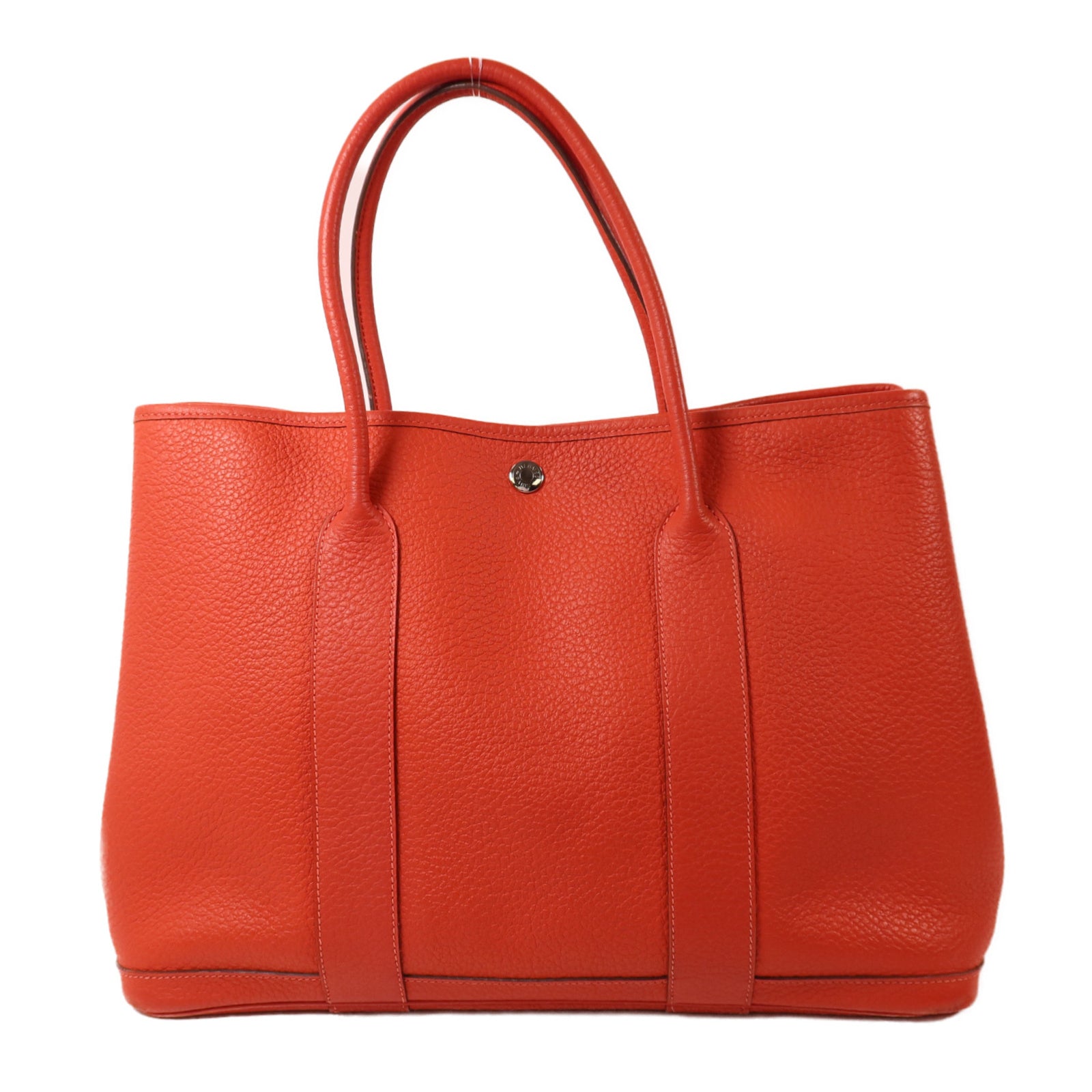 HERMES Clemence皮革Garden Party PM手挽袋Rouge Tomate