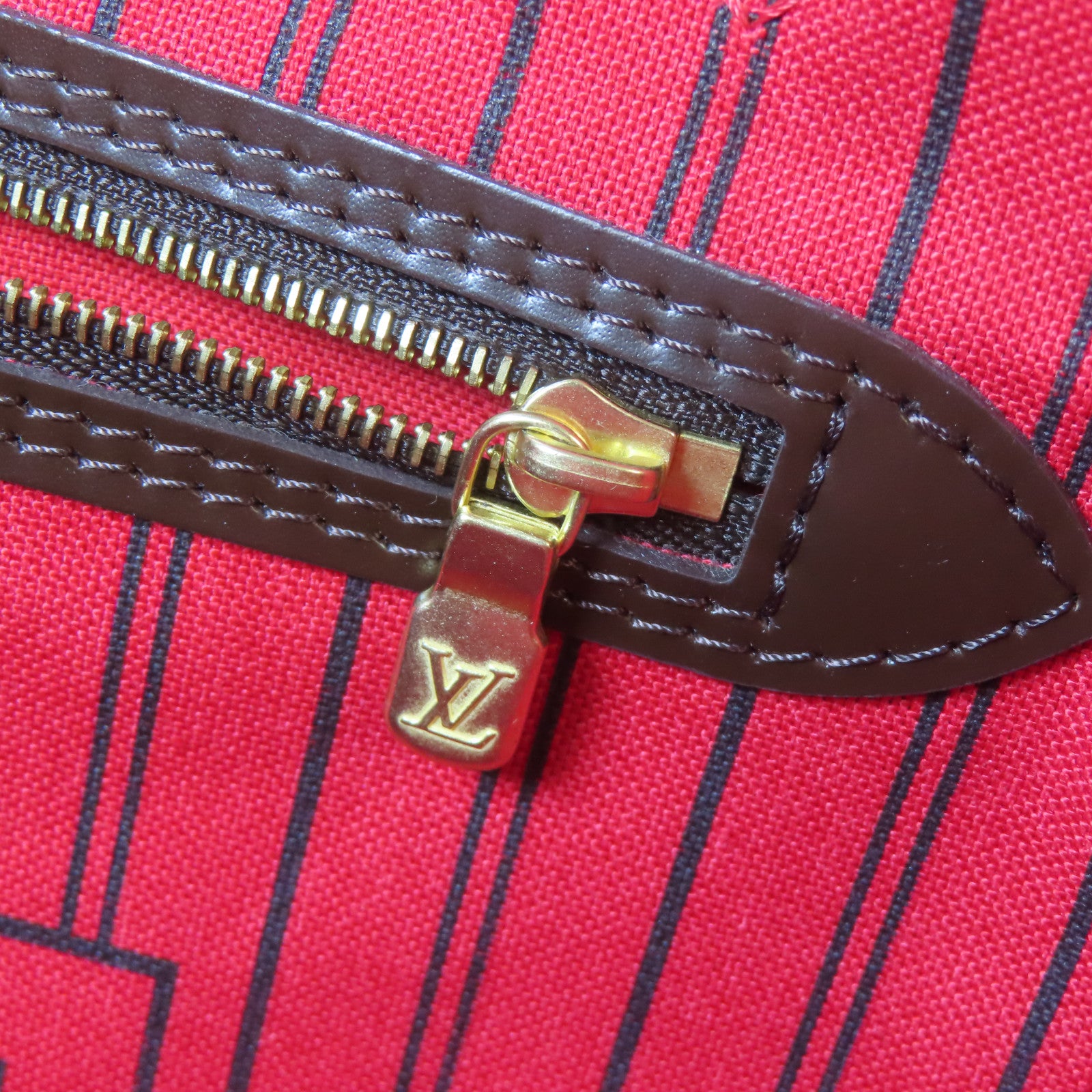 LOUIS VUITTON Damier Neverfull MM金扣肩背袋啡色