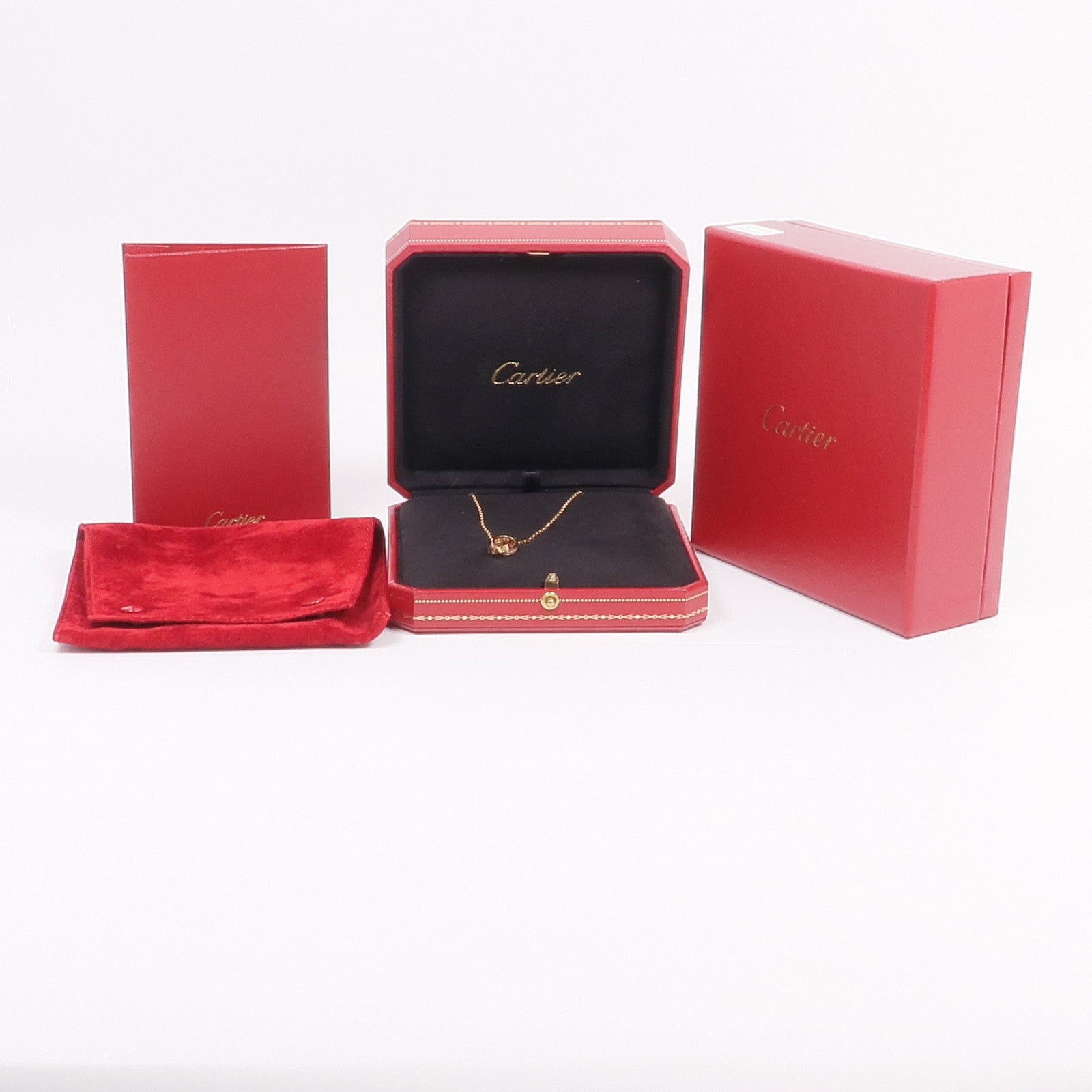CARTIER 18K玫瑰金Love Pendant Half-Paved鑽石項鍊