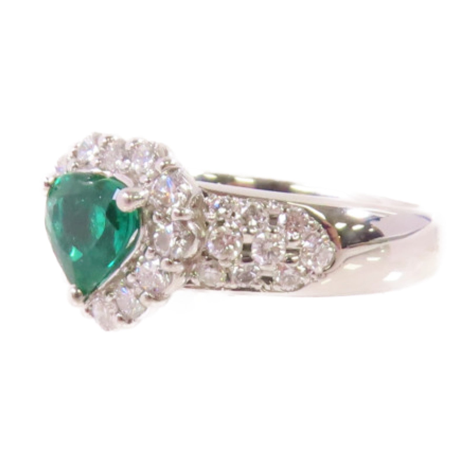 JEWELRY PT900鉑金/0.89ct綠寶石/0.85ct鑽石Emerald/Diamond Ring戒指US#6.5