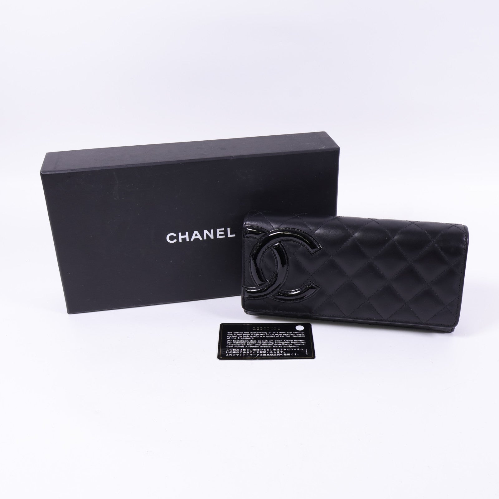 CHANEL 牛皮皮革Cambon Long Wallet銀扣長錢包