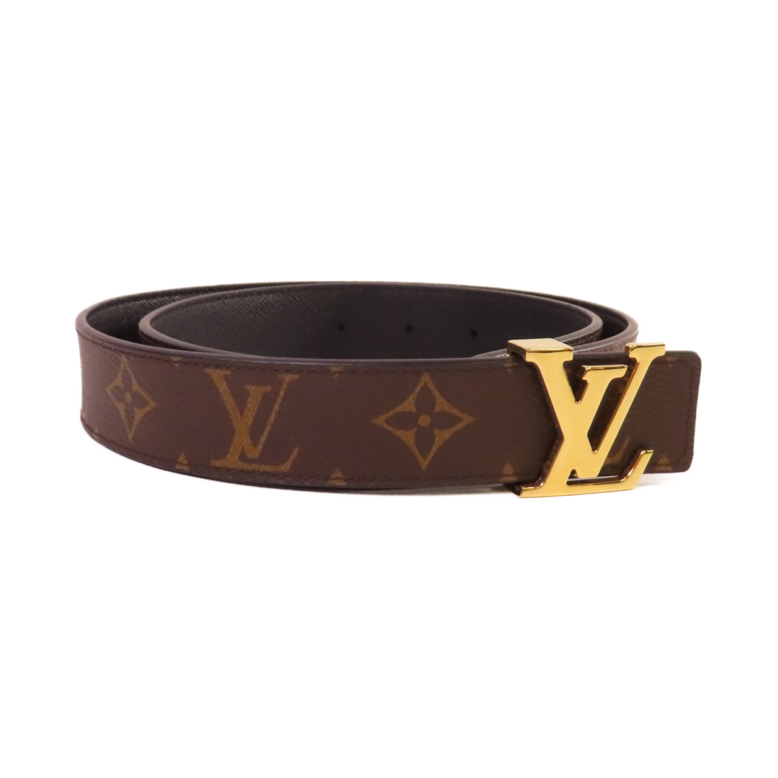 LOUIS VUITTON Monogram Reversible Initiales Belt LV Buckle金扣皮帶啡色