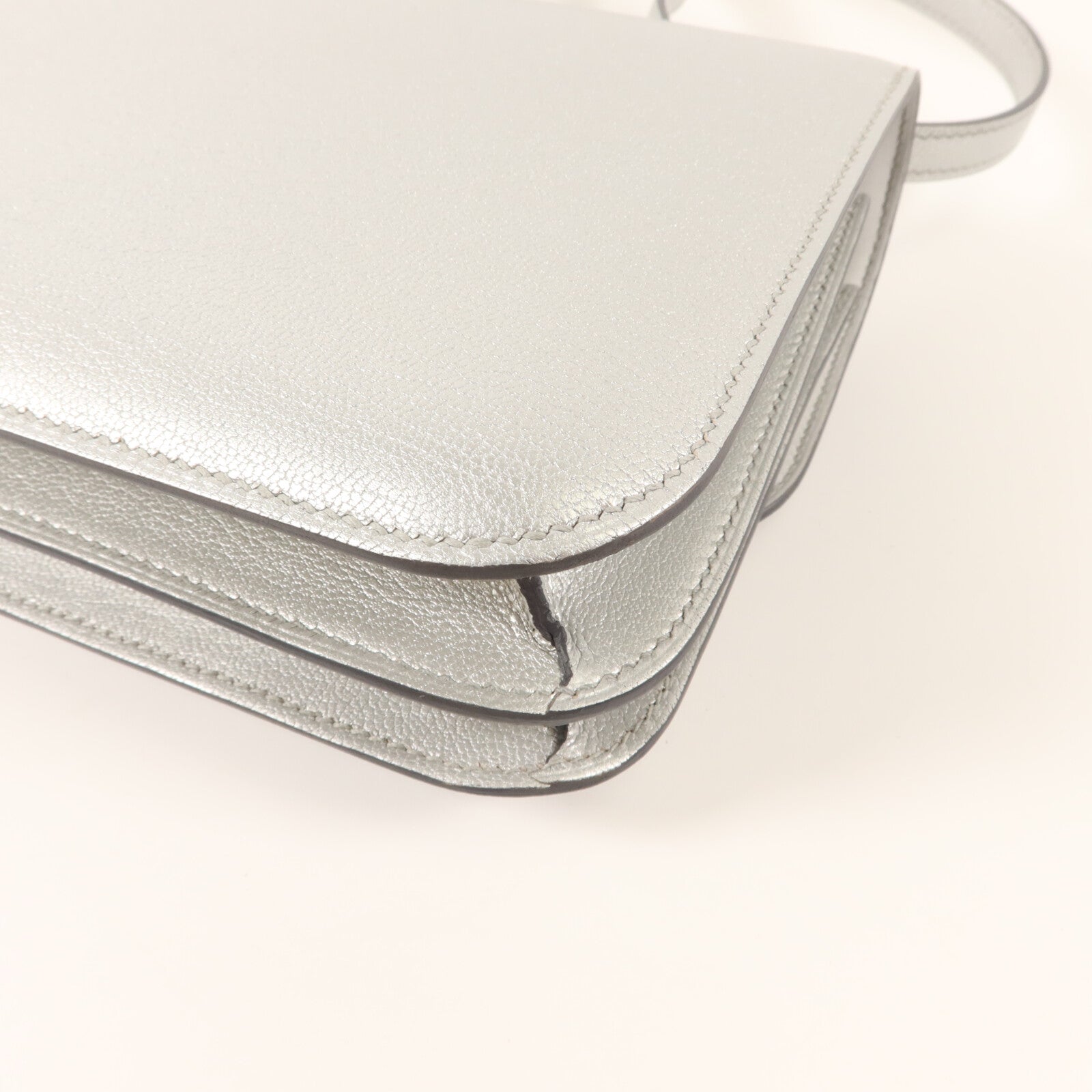 HERMES Chevre皮革Constance Mini手挽肩背兩用袋Argent