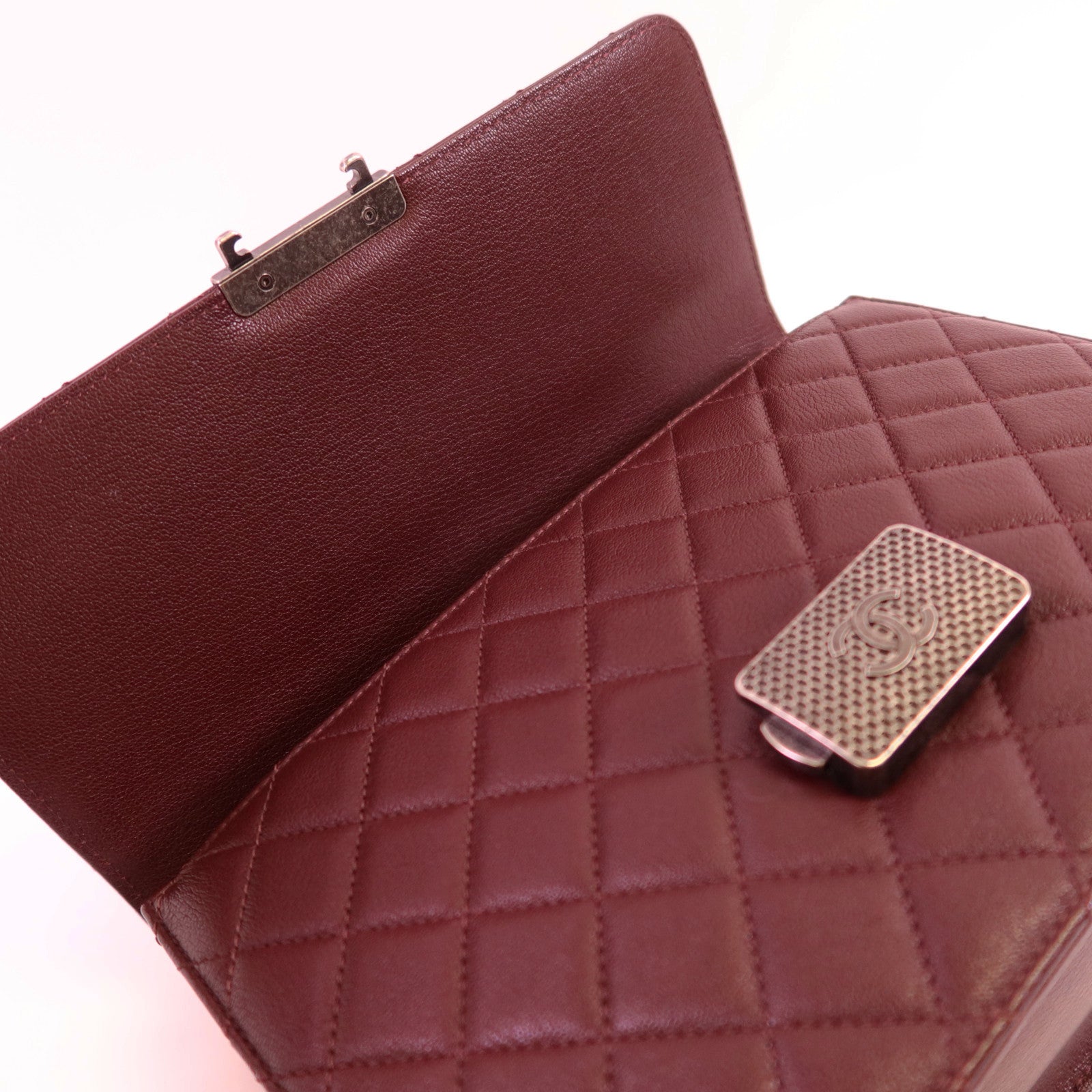 CHANEL 牛皮皮革CC University Flap Bag銀扣鏈帶手挽肩背兩用袋