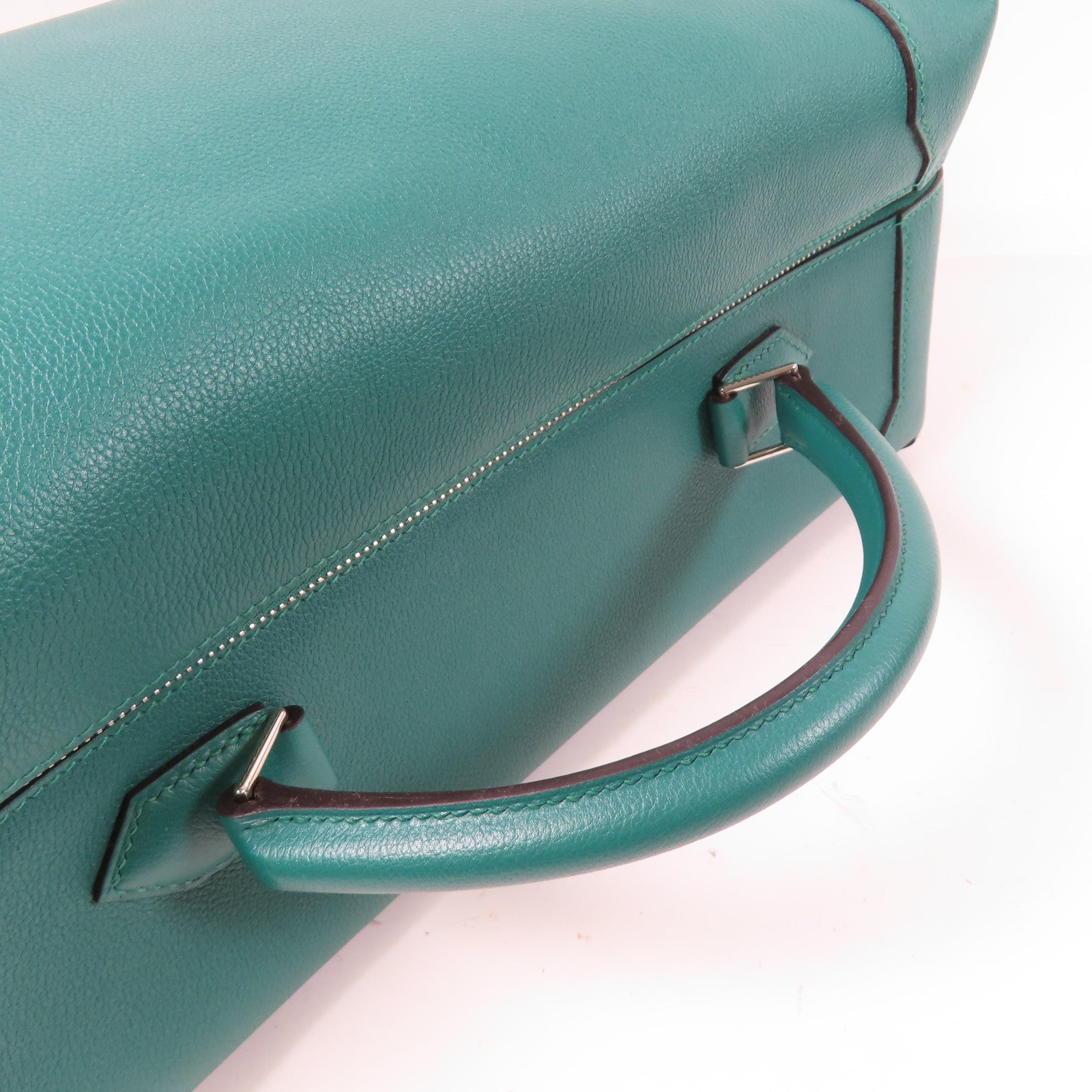 HERMES Evercolor皮革MaxiBox銀扣手挽袋綠色