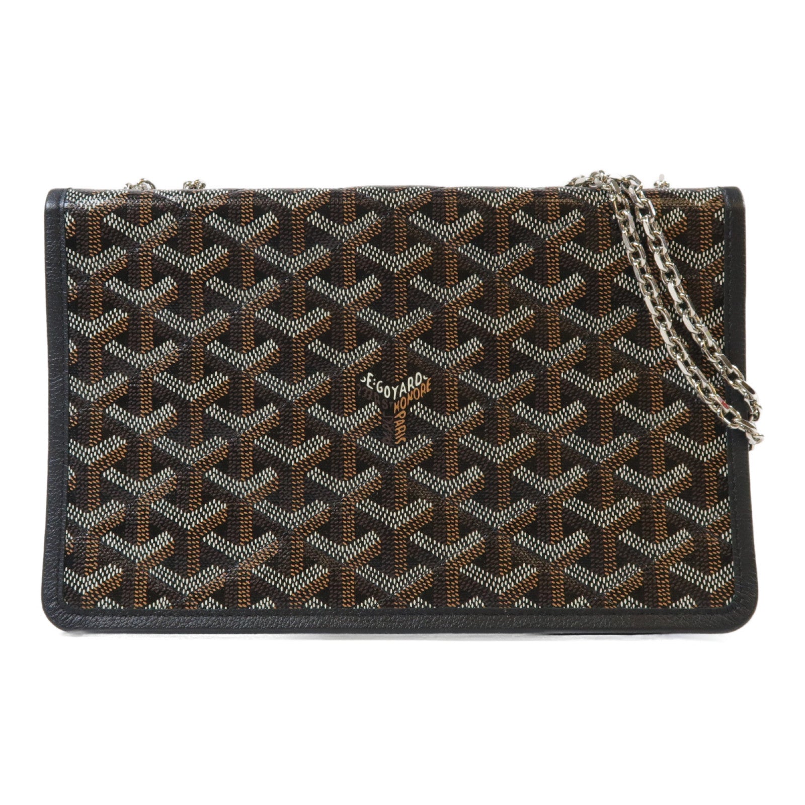 GOYARD 【激減優惠】塗層帆布Alexandre III銀扣鏈帶肩背袋黑色