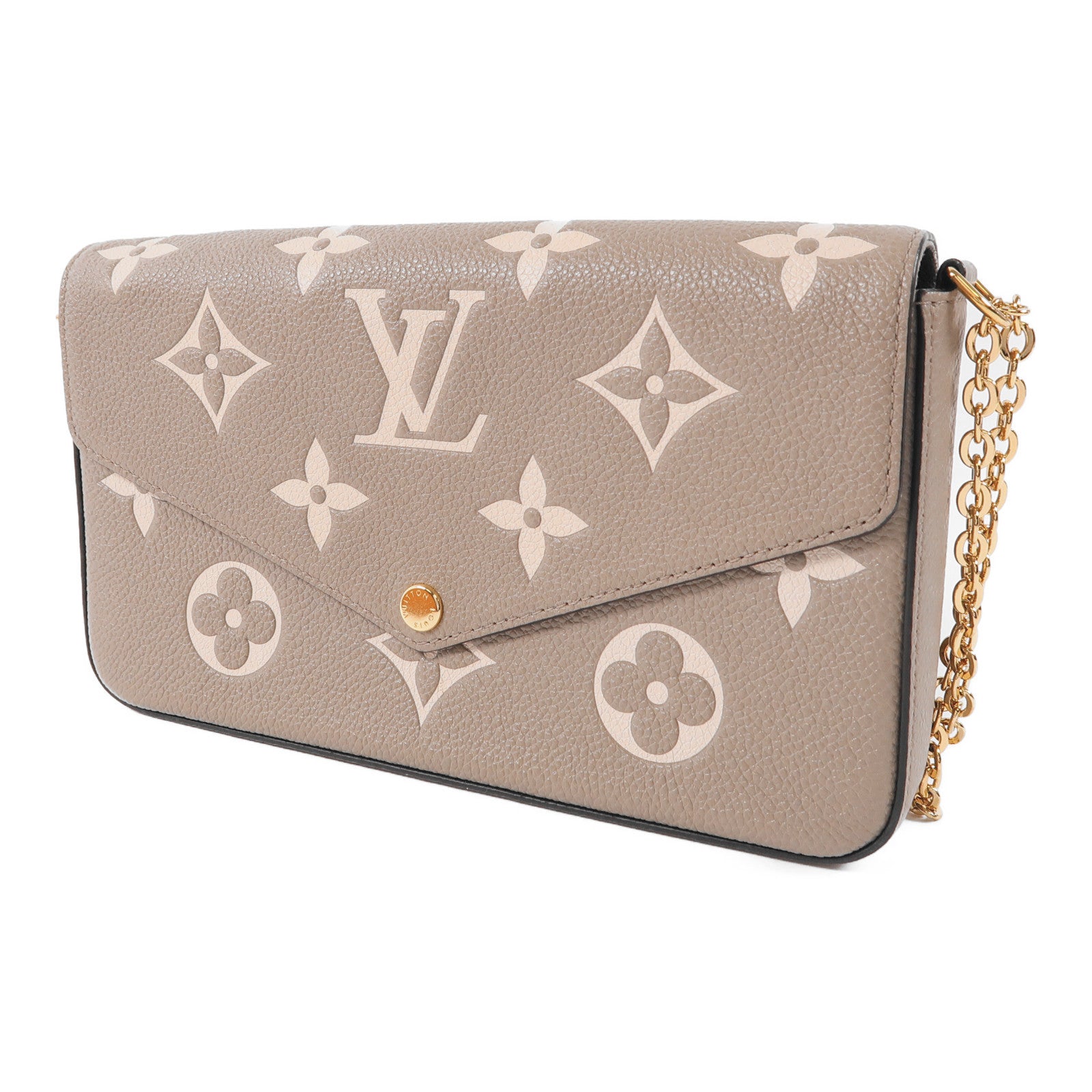LOUIS VUITTON Monogram Empreinte Felicie Pochette金扣鏈帶肩背袋
