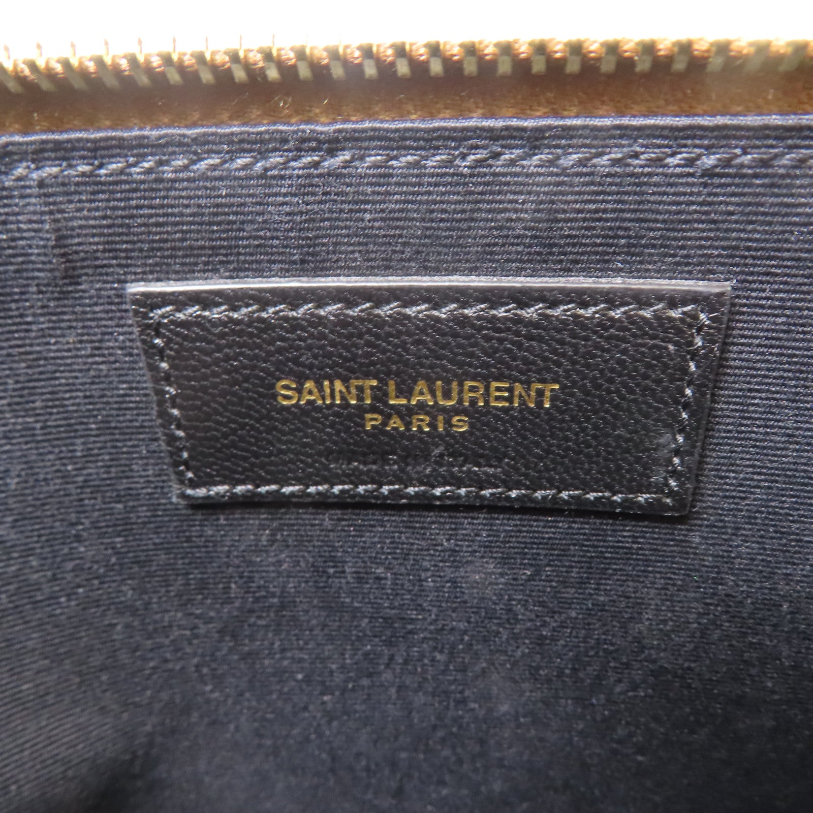 SAINT LAURENT 麂皮皮革Clutch金扣手拿包淺啡色