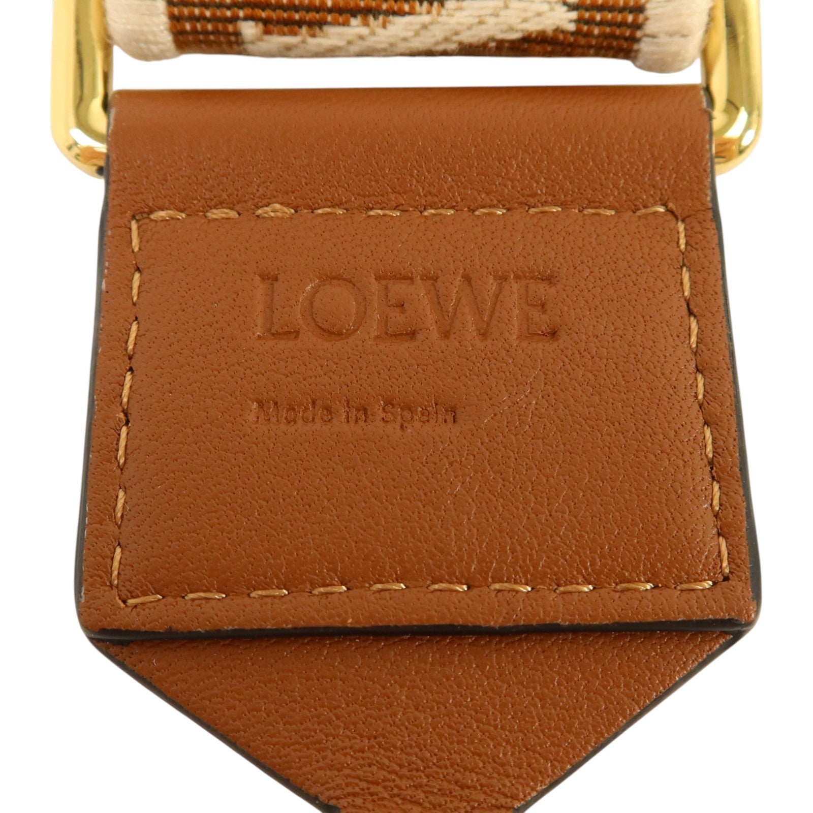 LOEWE 帆布/牛皮皮革Shoulder Strap金扣肩帶