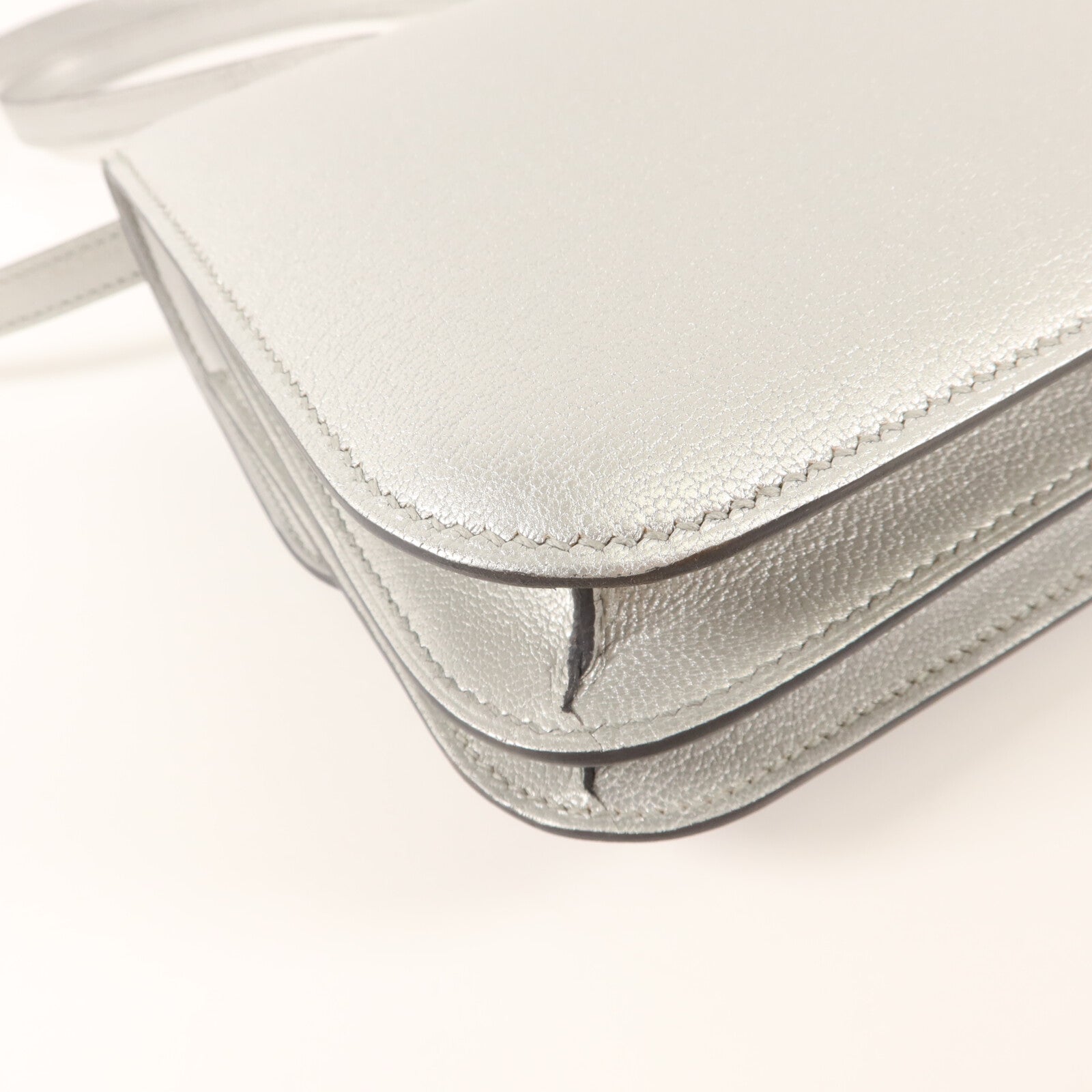 HERMES Chevre皮革Constance Mini手挽肩背兩用袋Argent