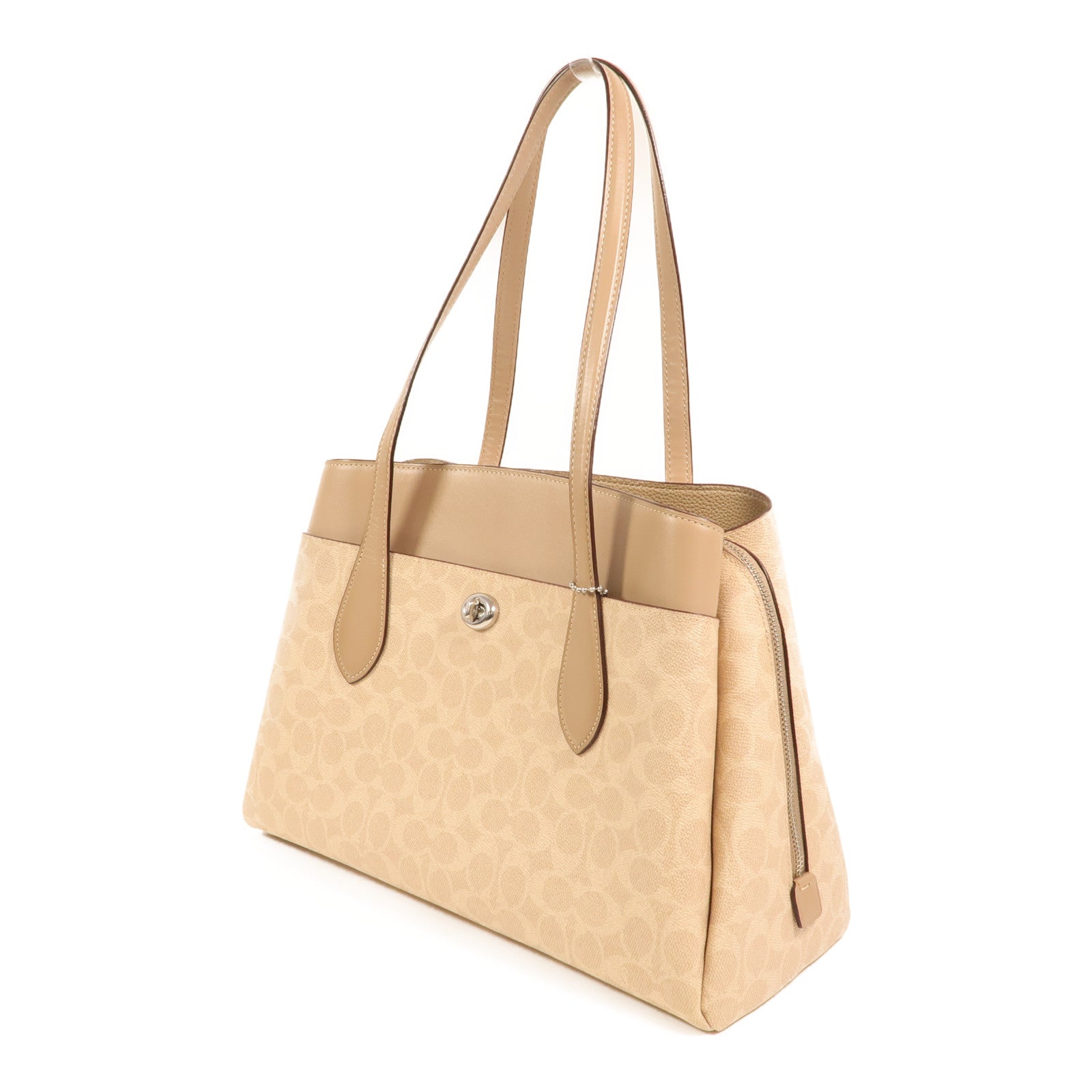 COACH 塗層帆布Lora Carryall銀扣肩背袋