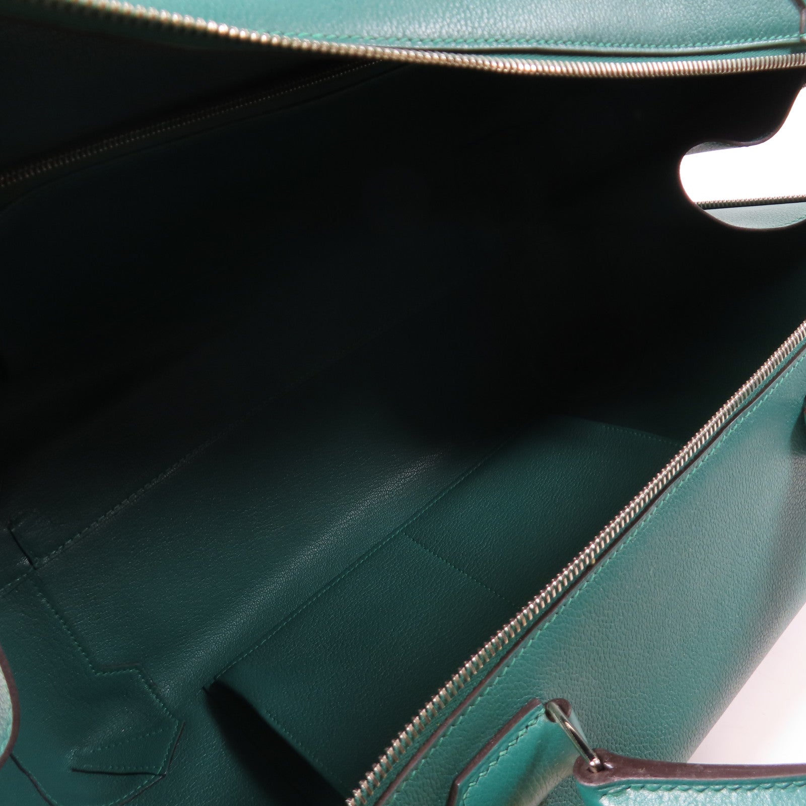 HERMES Evercolor皮革MaxiBox銀扣手挽袋綠色