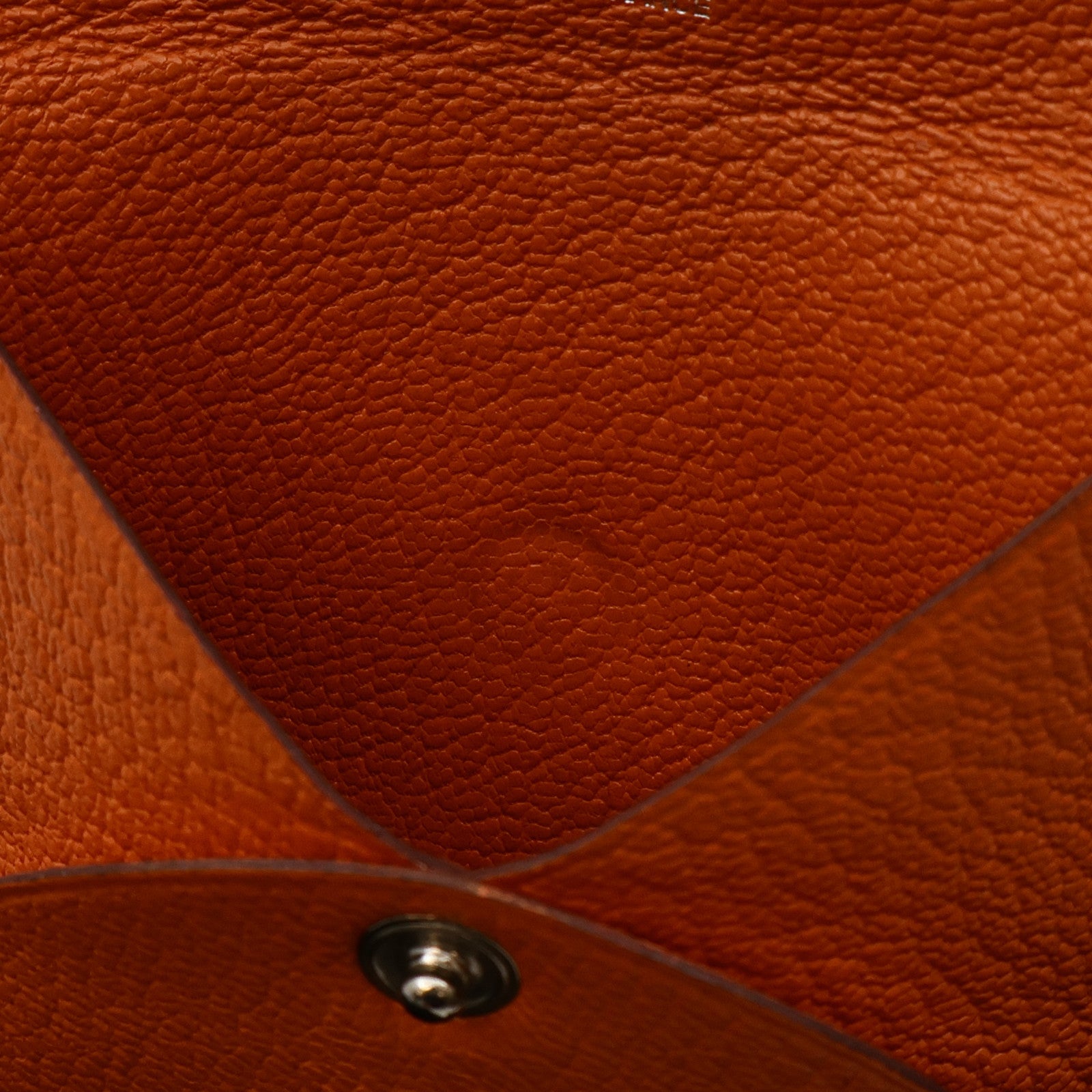 HERMES Chevre皮革Bastia Coin Case銀扣零錢包Orange
