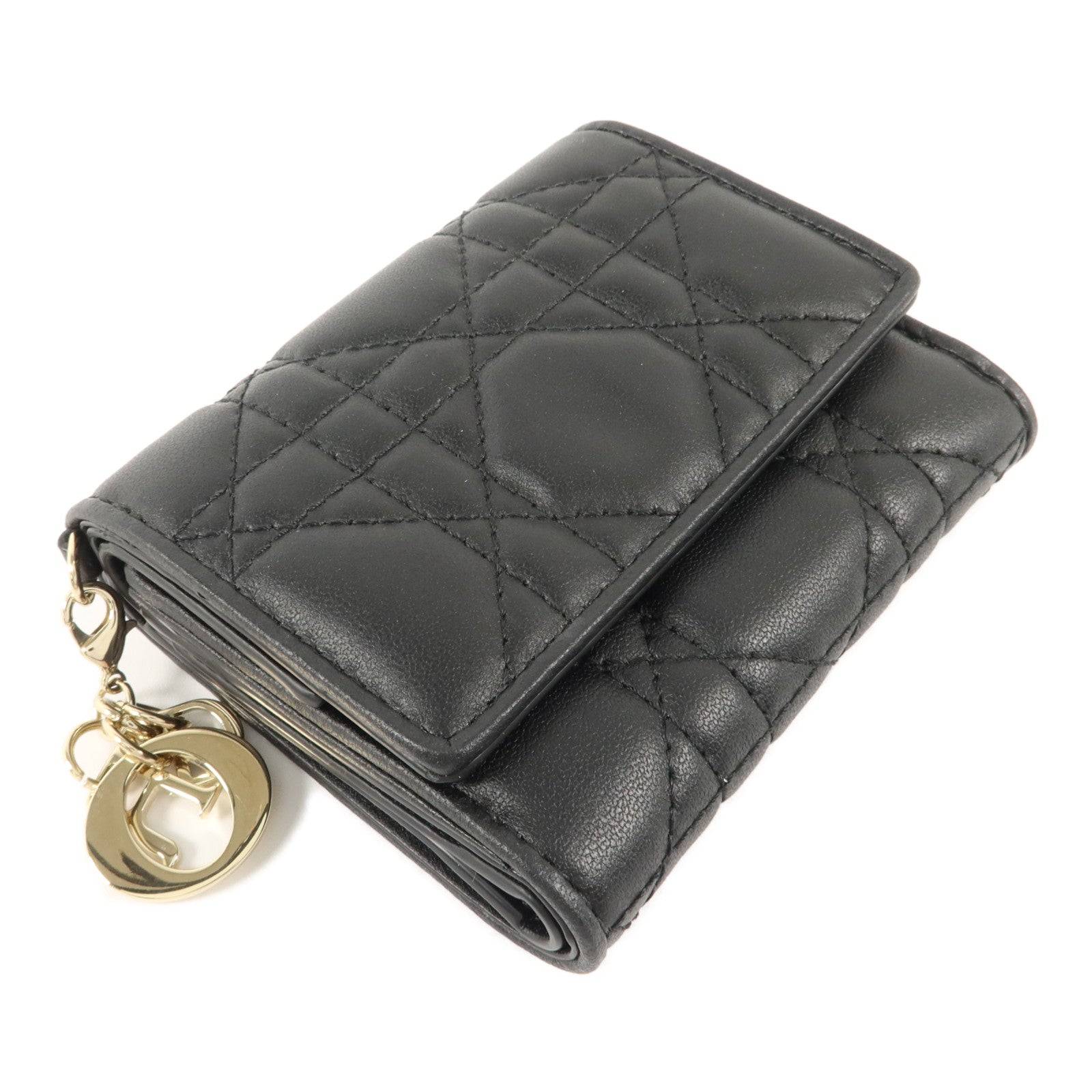 Dior 羊皮皮革Mini Lady Dior Gardenia Wallet錢包