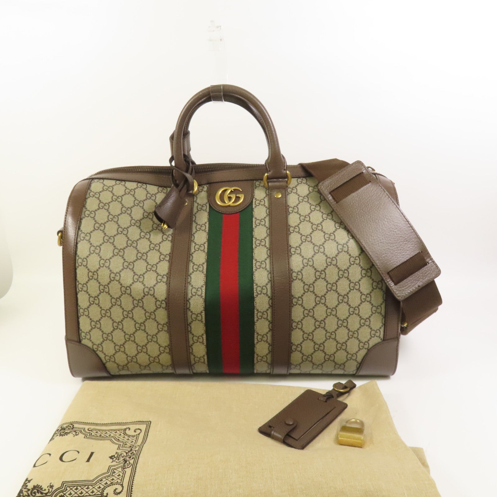 GUCCI 【激減優惠】塗層帆布Savoy Medium Duffel金扣手挽肩背兩用袋