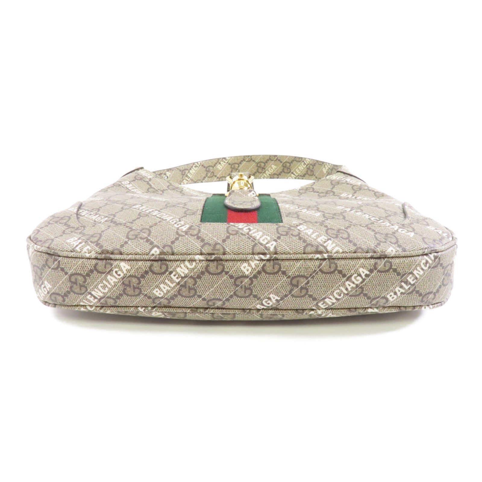 GUCCI 【激減優惠】塗層帆布Gucci X Balenciaga Shoulder Bag金扣肩背袋灰色/棕色