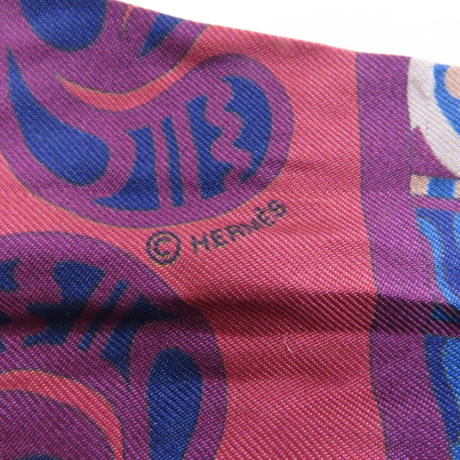 HERMES 絲質Twilly絲巾藍色/米色/紅色