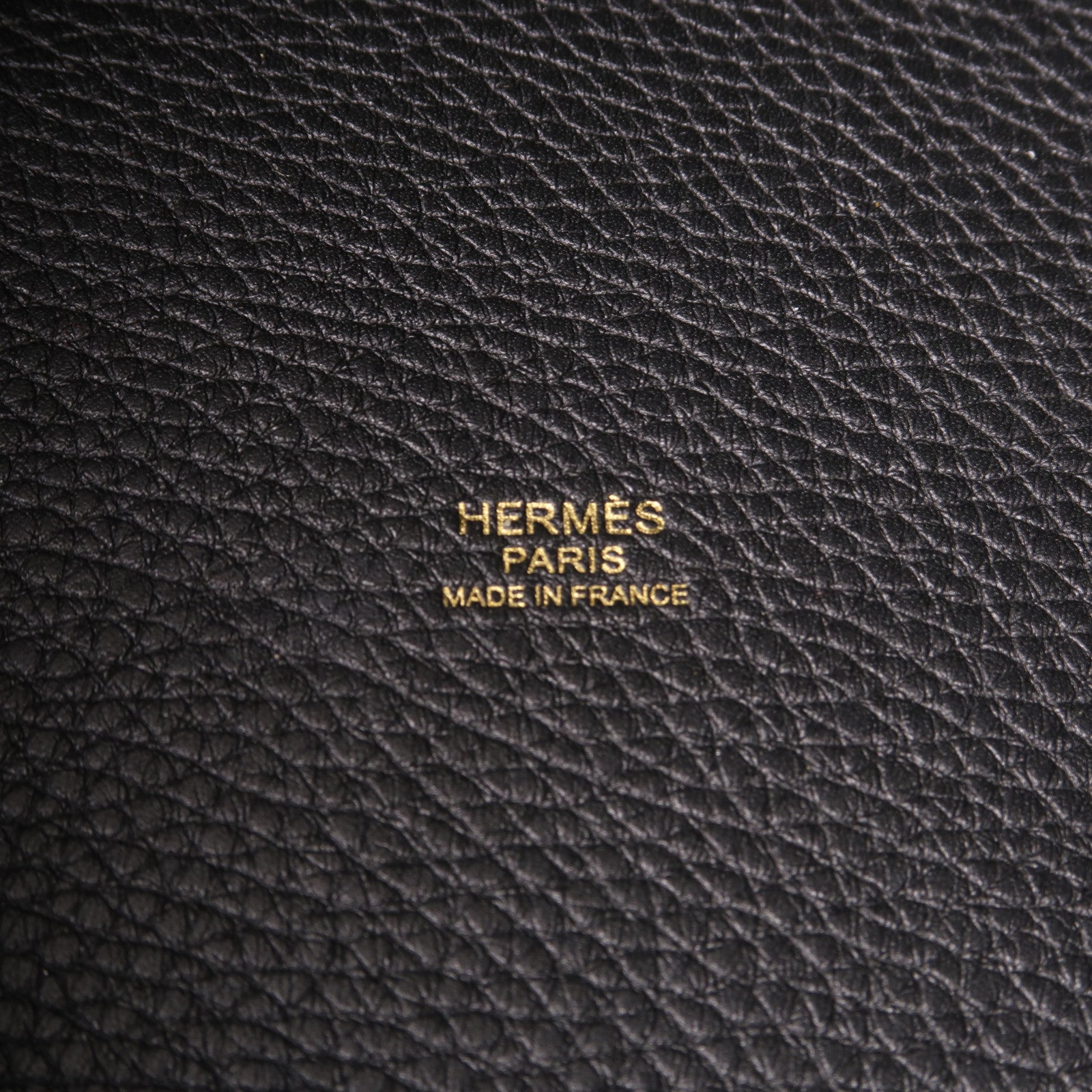 HERMES Clemence皮革Picotin MM金扣手挽袋Noir黑色