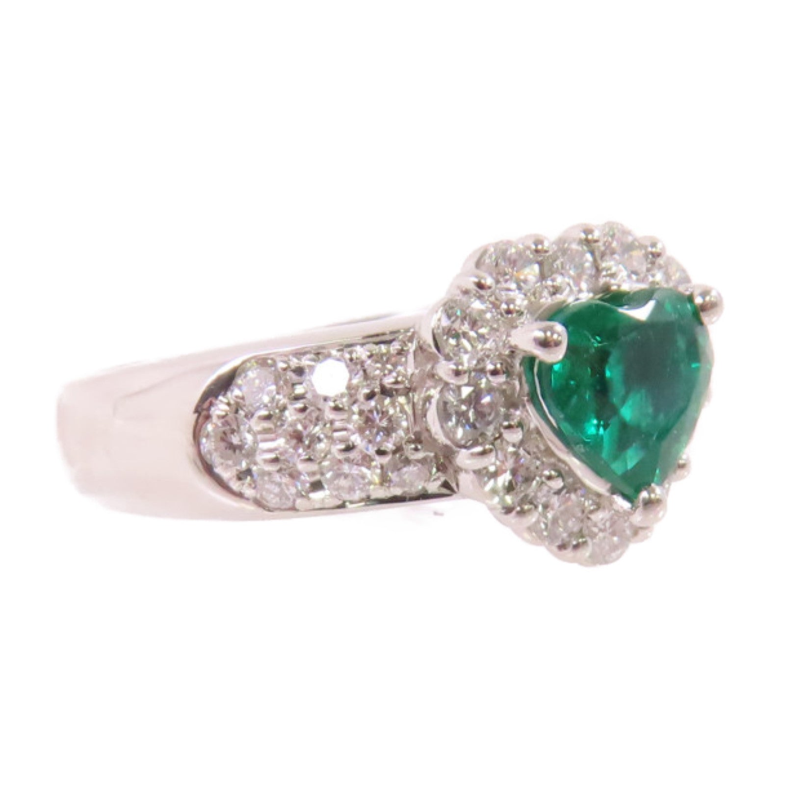 JEWELRY PT900鉑金/0.89ct綠寶石/0.85ct鑽石Emerald/Diamond Ring戒指US#6.5