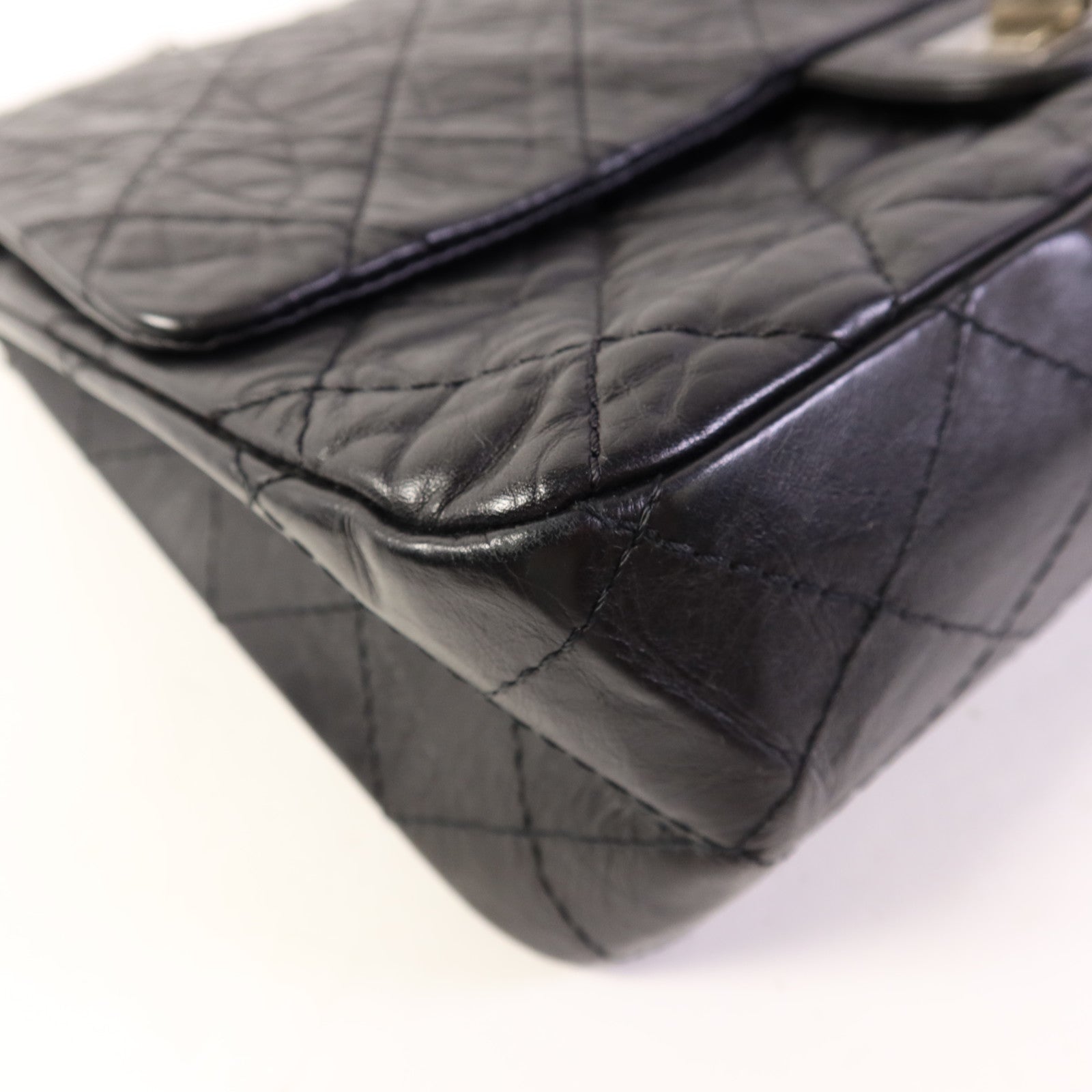 CHANEL 牛皮皮革2.55 Jumbo銀扣鏈帶肩背袋