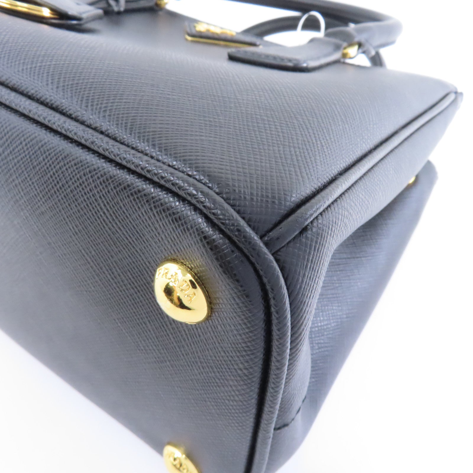 PRADA Saffiano皮革2way Shoulder Bag金扣手挽肩背兩用袋黑色