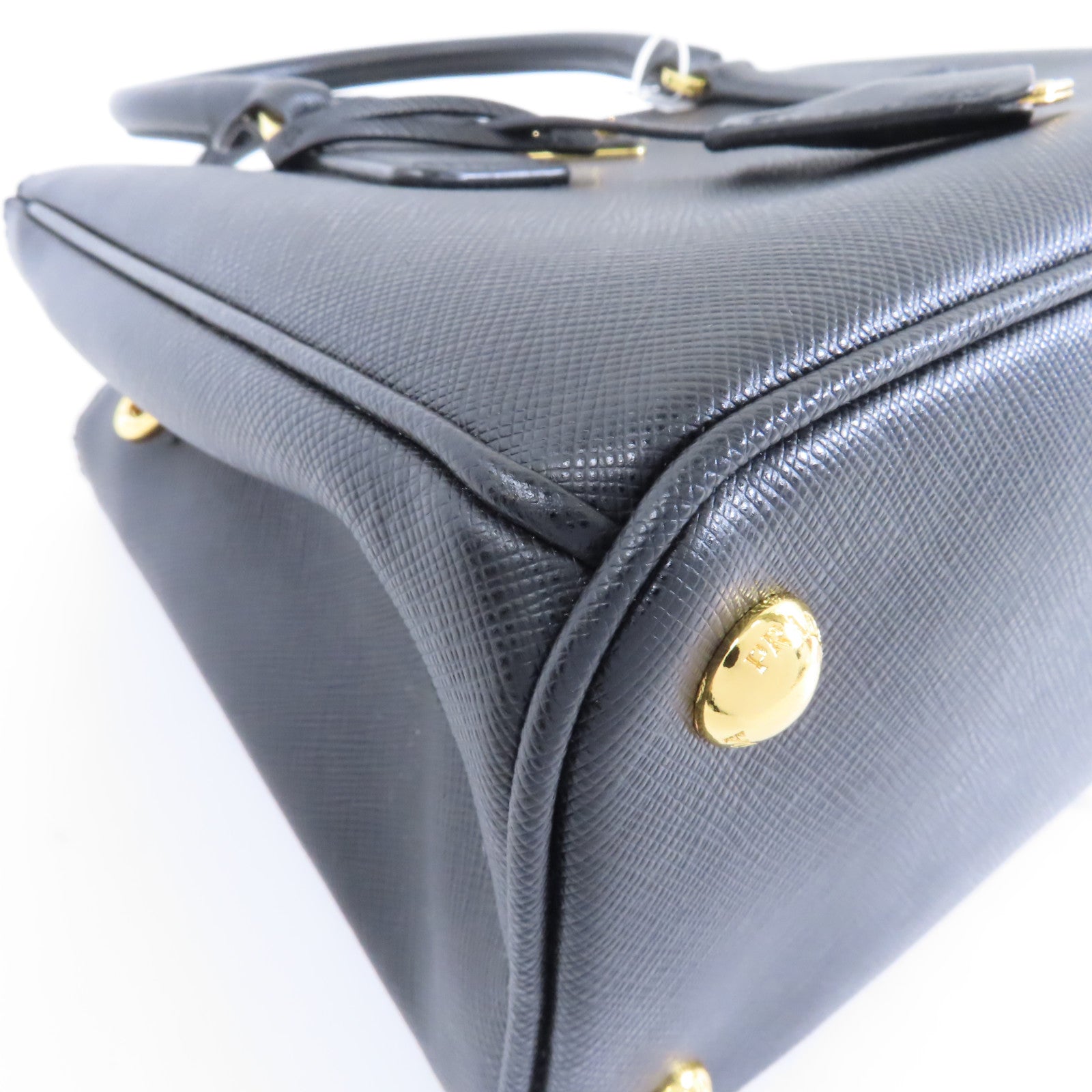 PRADA Saffiano皮革2way Shoulder Bag金扣手挽肩背兩用袋黑色