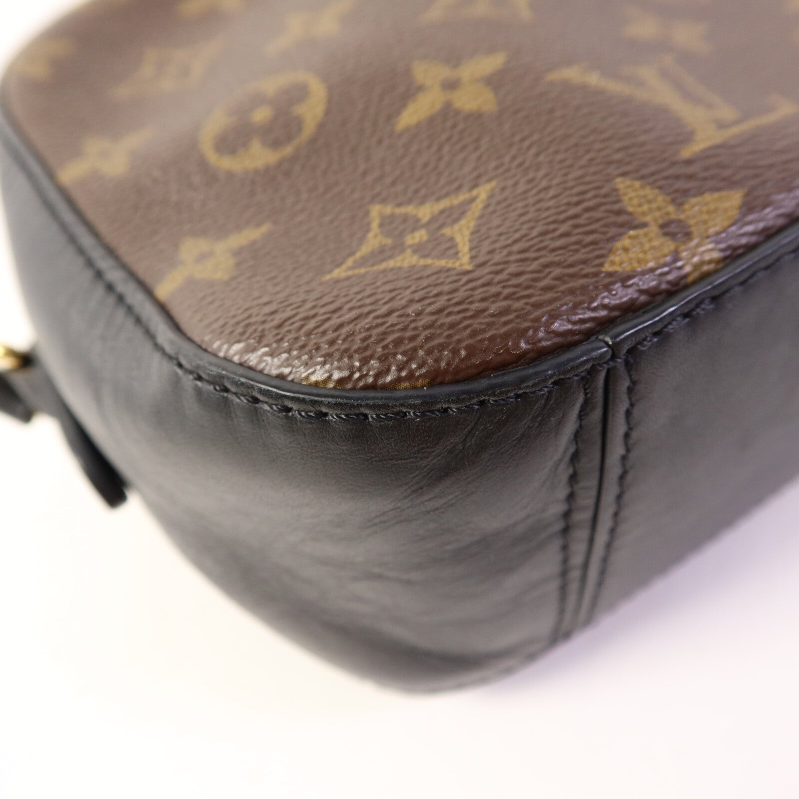 LOUIS VUITTON Monogram Saintonge金扣手挽袋棕色