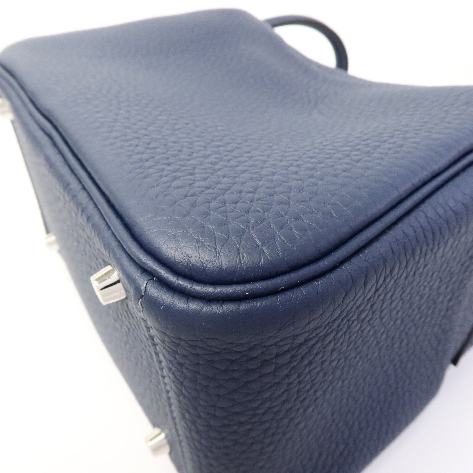 HERMES Clemence皮革Mini Lindy手挽肩背兩用袋Bleu De Prusse