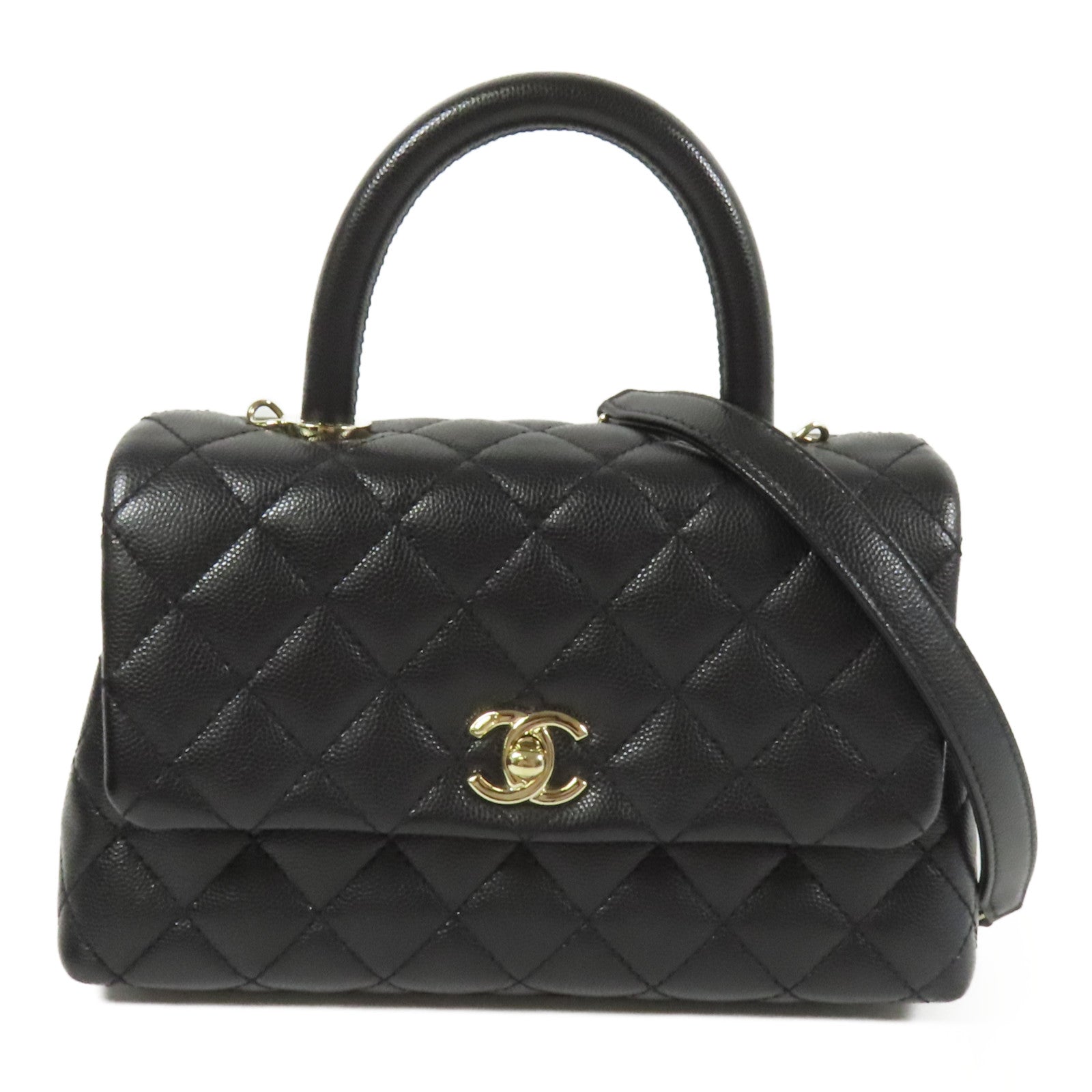 CHANEL 牛皮皮革Coco Handle Small金扣手挽肩背兩用袋