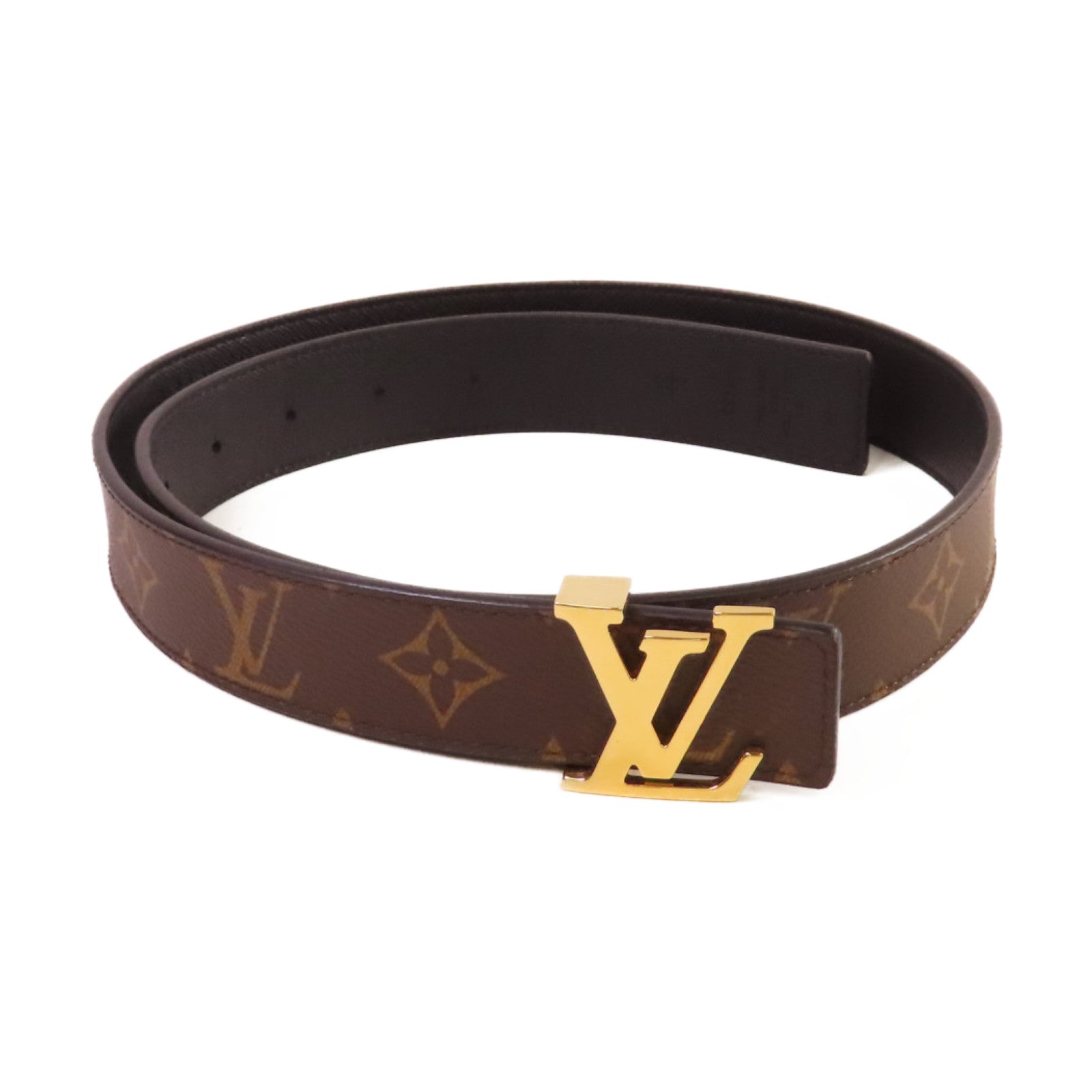 LOUIS VUITTON Monogram Reversible Initiales Belt LV Buckle金扣皮帶啡色