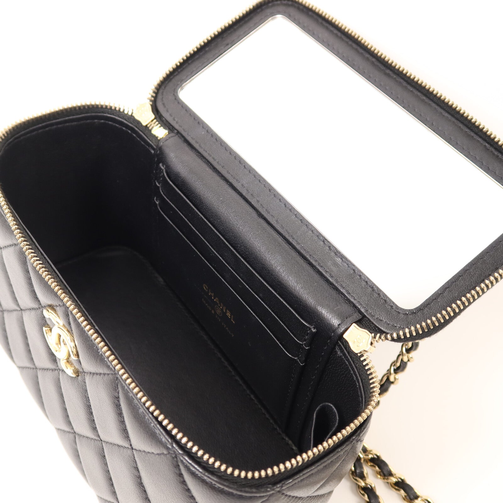 CHANEL 羊皮皮革Vanity Case With Top Handle鏈帶手挽肩背兩用袋