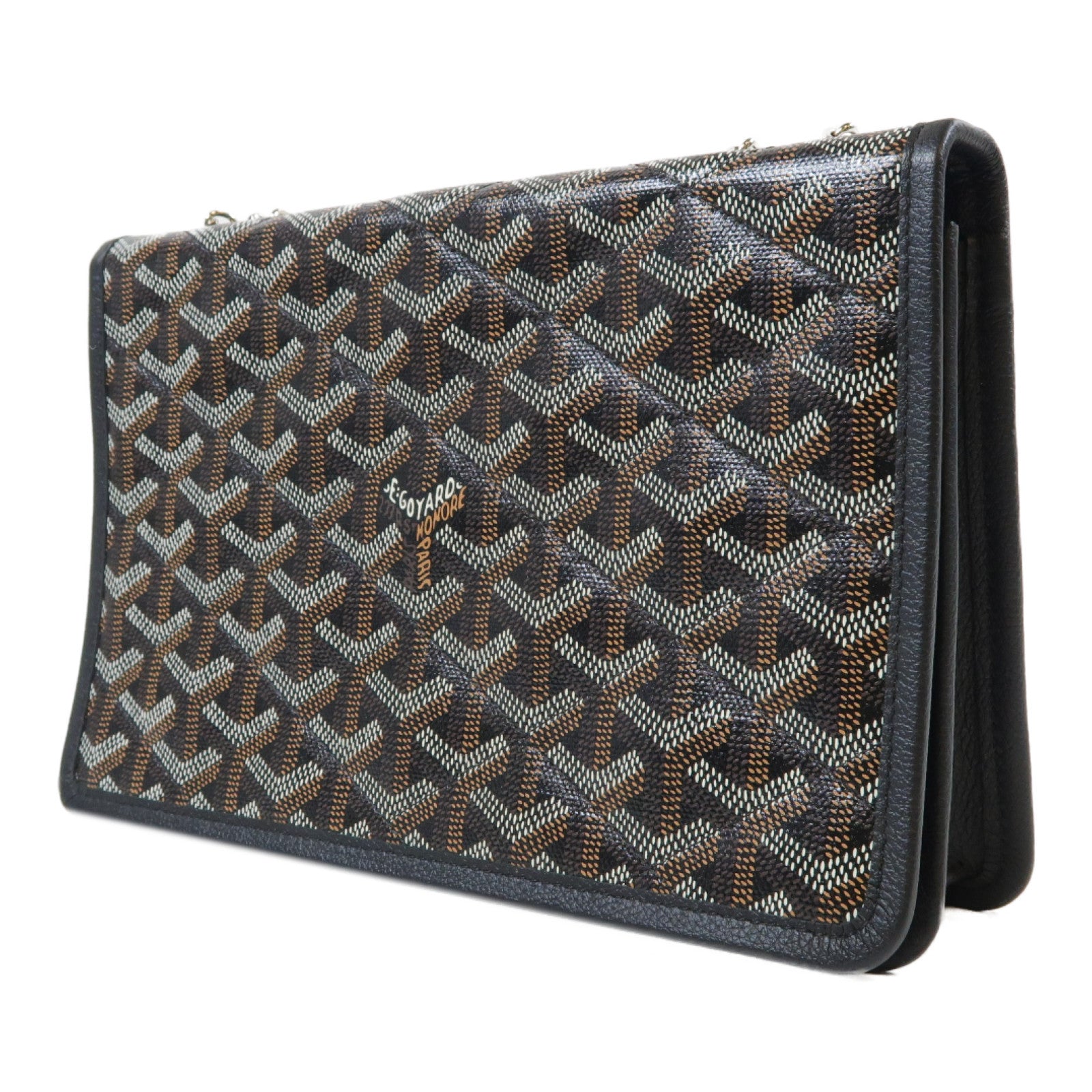 GOYARD 【激減優惠】塗層帆布Alexandre III銀扣鏈帶肩背袋黑色