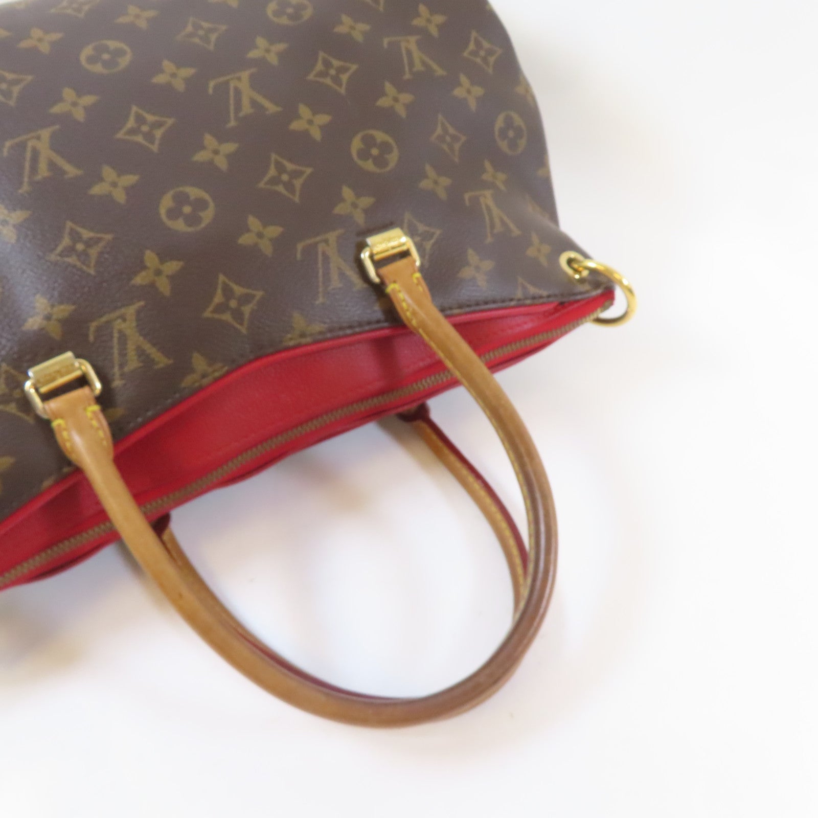 LOUIS VUITTON 【激減優惠】Monogram Pallas MM金扣手挽肩背兩用袋啡色/紅色