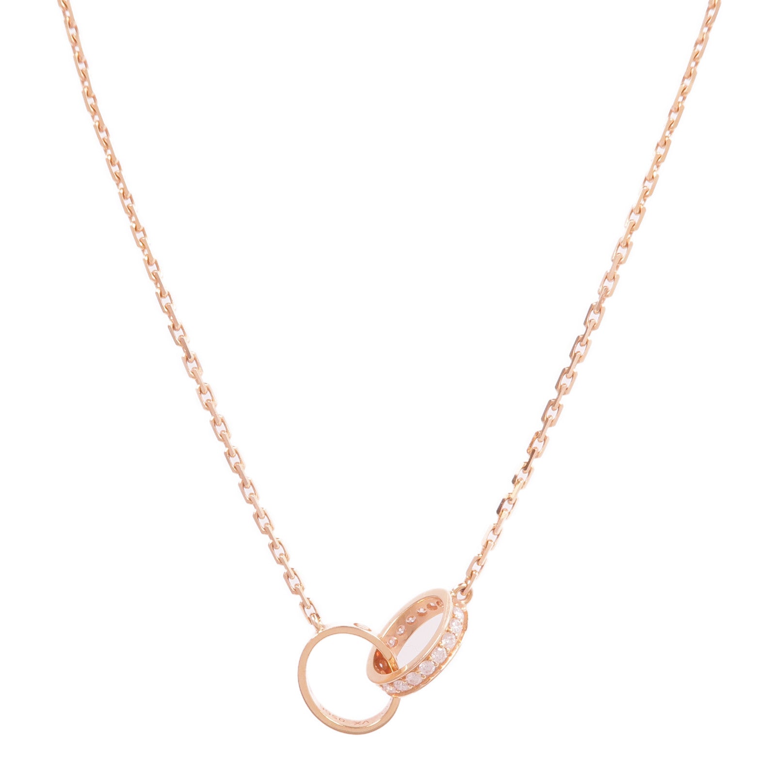 CARTIER 18K玫瑰金Love Pendant Half-Paved鑽石項鍊