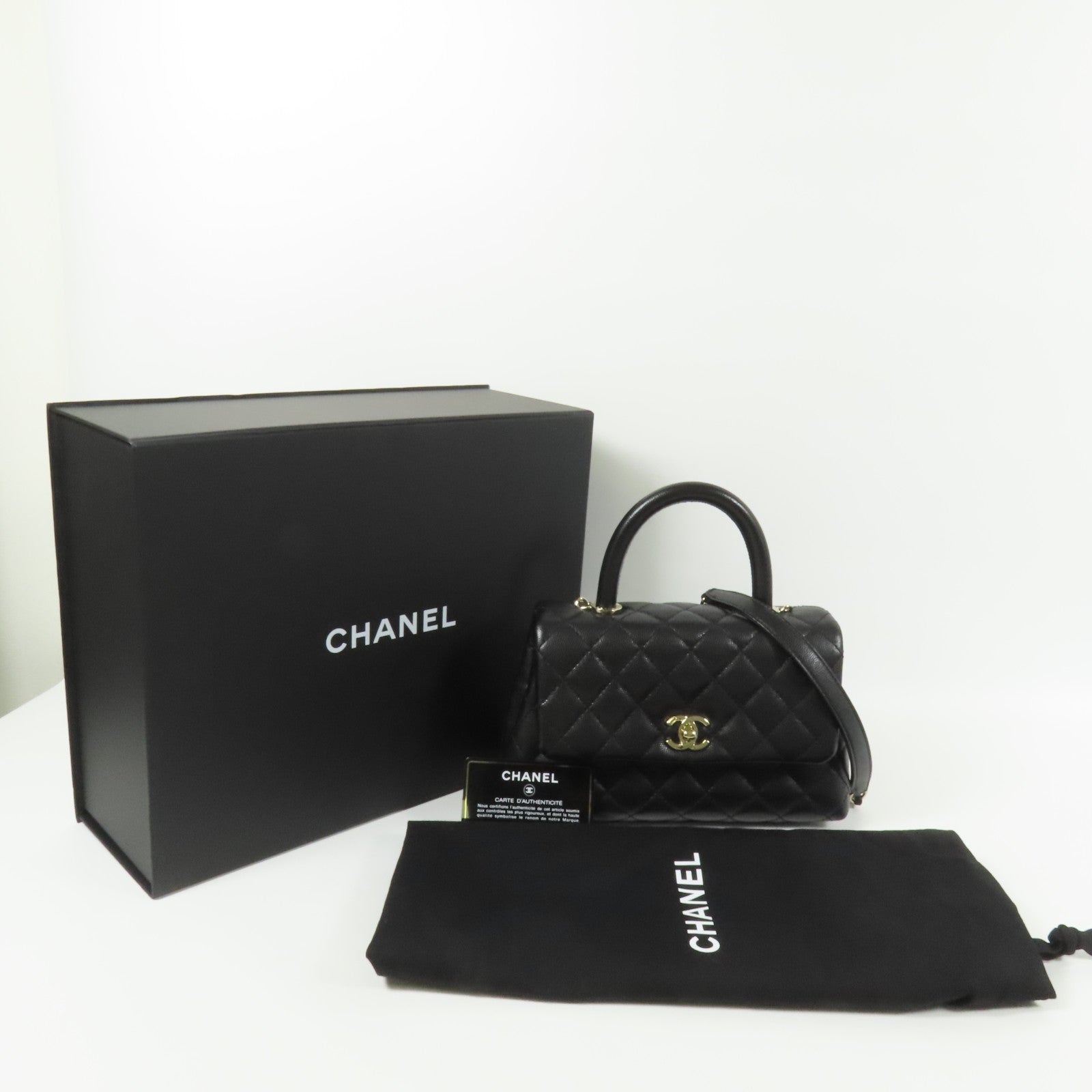 CHANEL 牛皮皮革Coco Handle Small金扣手挽肩背兩用袋