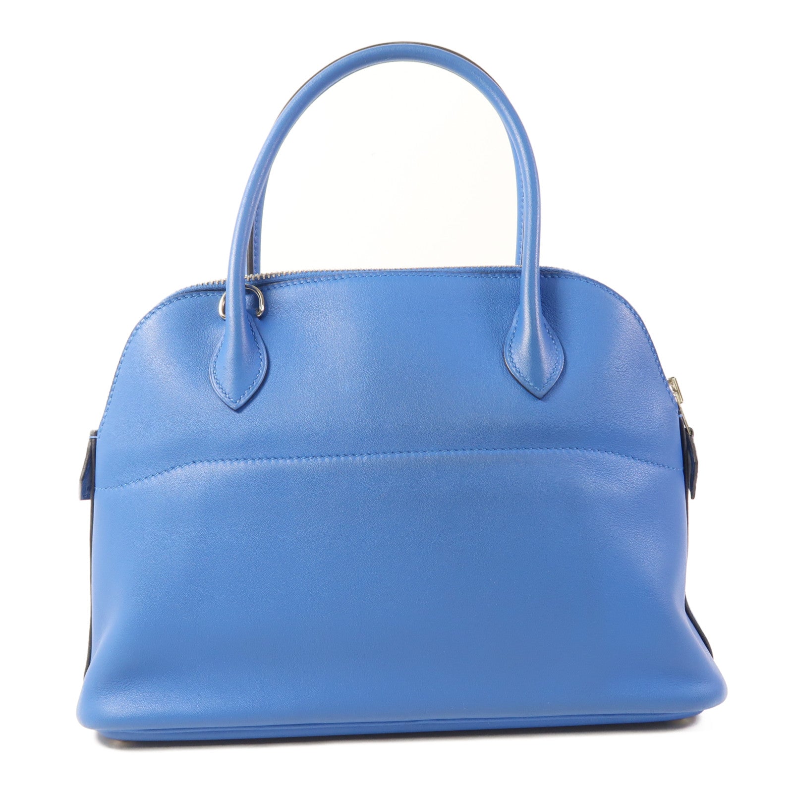 HERMES Swift皮革Bolide 27銀扣手挽肩背兩用袋Bleu Zanzibar