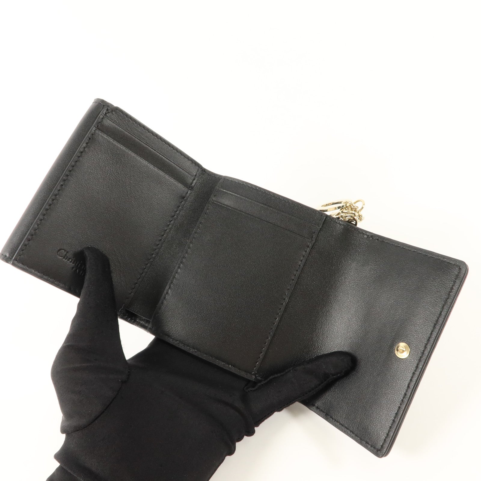 Dior 羊皮皮革Mini Lady Dior Gardenia Wallet錢包