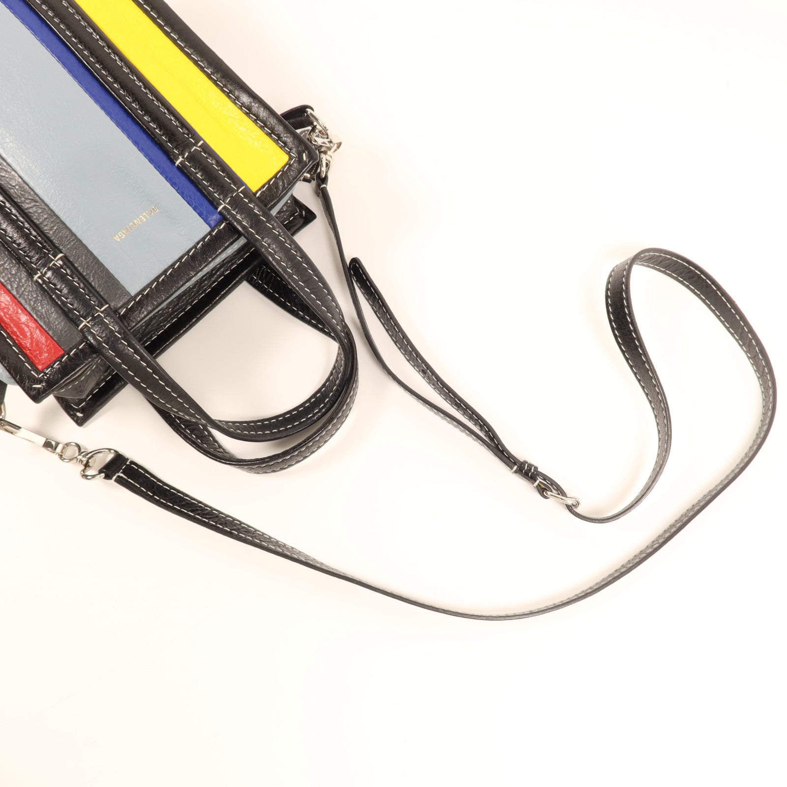 BALENCIAGA 牛皮皮革Shopper XXS銀扣手挽肩背兩用袋