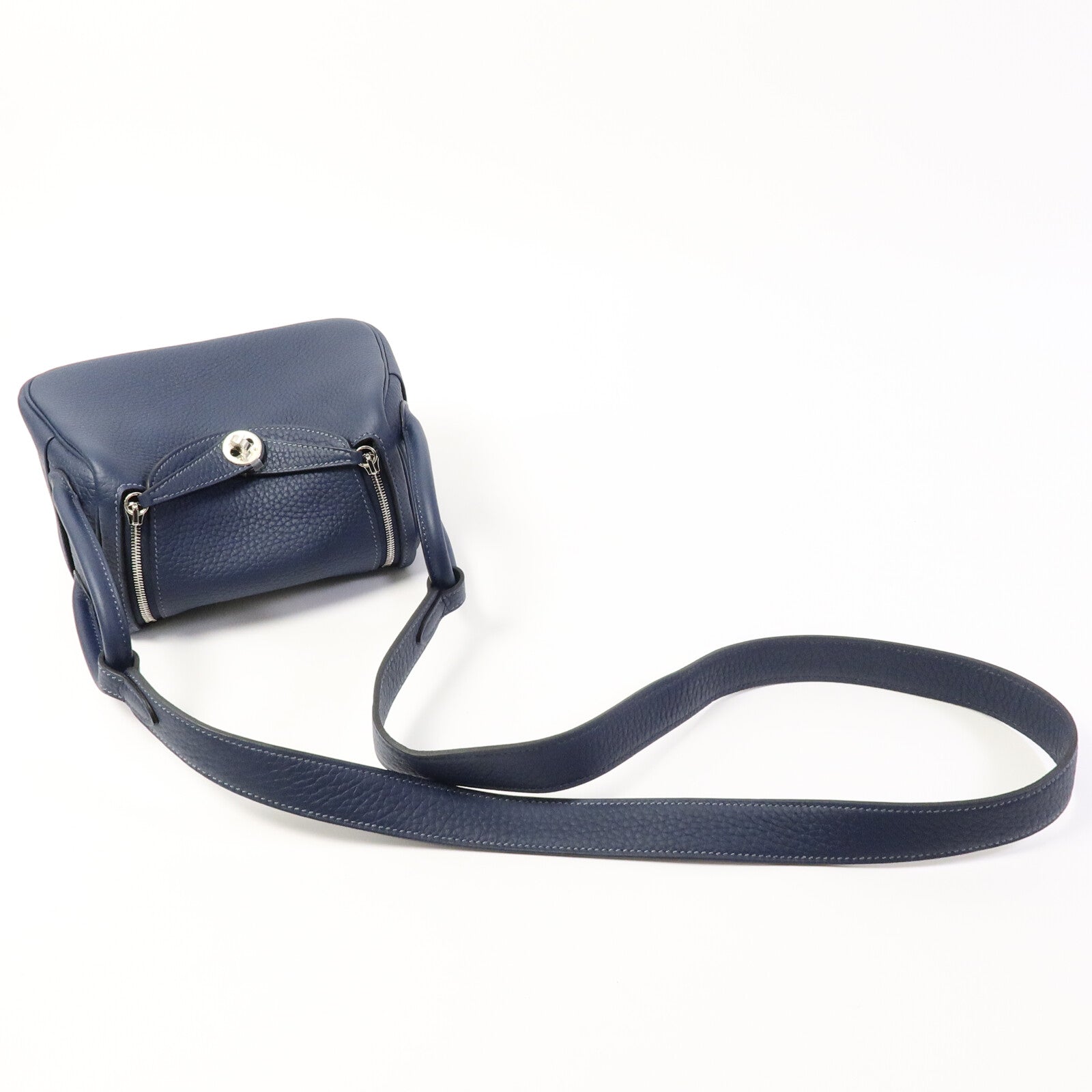HERMES Clemence皮革Mini Lindy手挽肩背兩用袋Bleu De Prusse