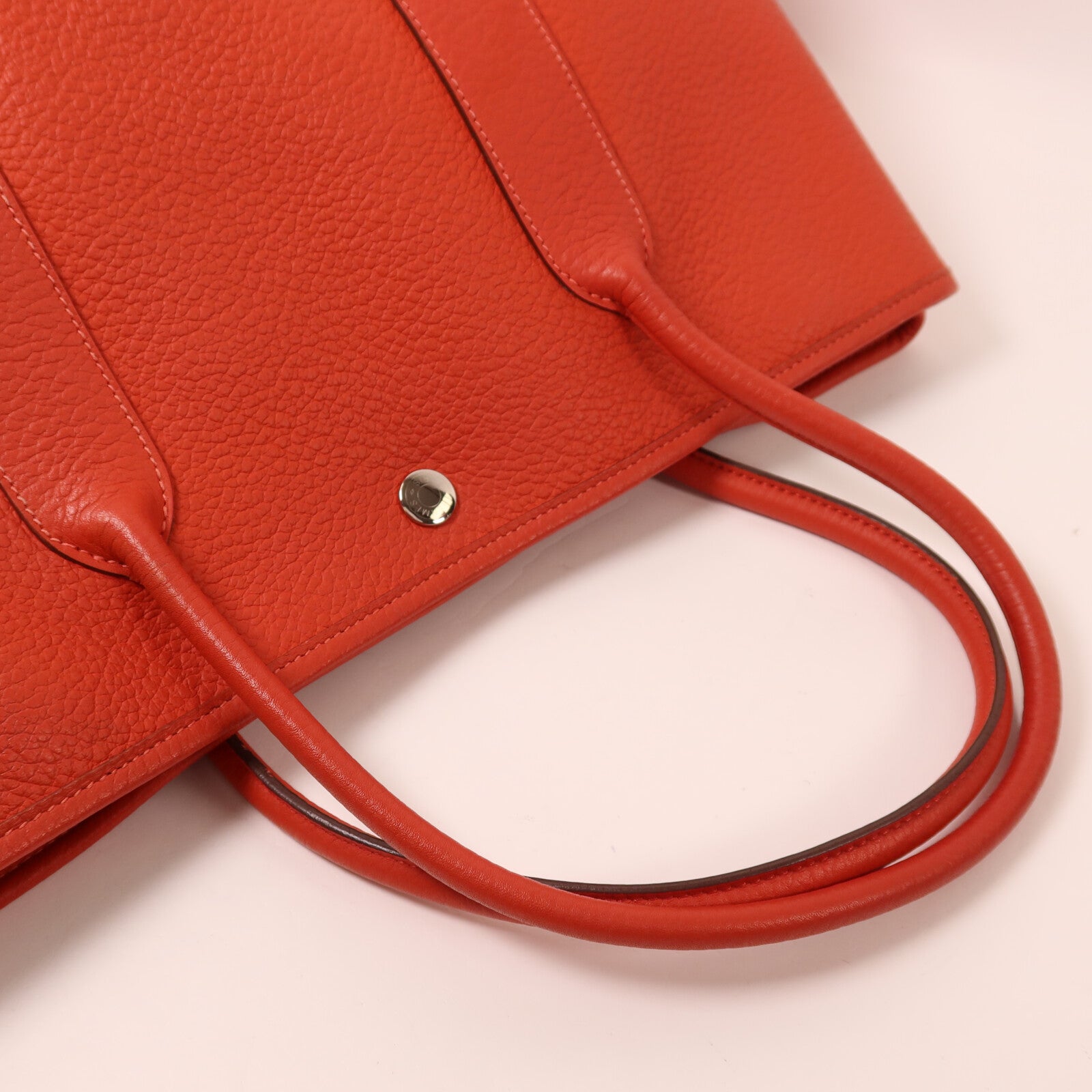 HERMES Clemence皮革Garden Party PM手挽袋Rouge Tomate