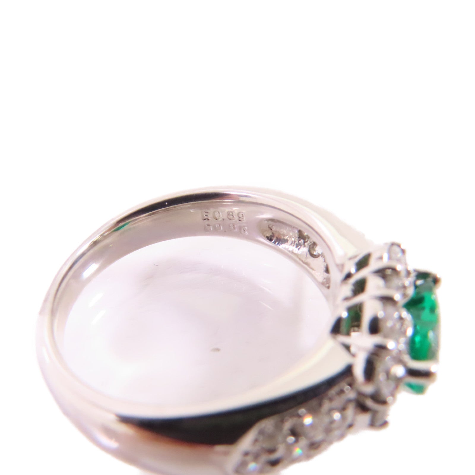 JEWELRY PT900鉑金/0.89ct綠寶石/0.85ct鑽石Emerald/Diamond Ring戒指US#6.5