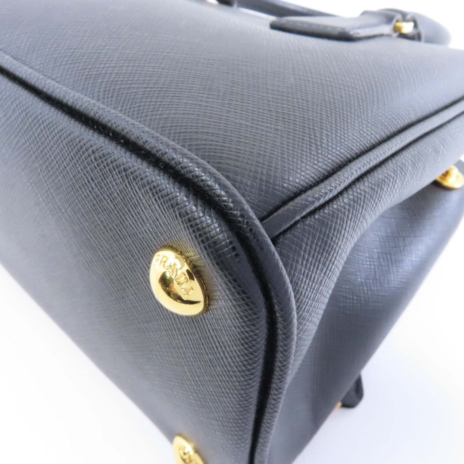 PRADA Saffiano皮革2way Shoulder Bag金扣手挽肩背兩用袋黑色