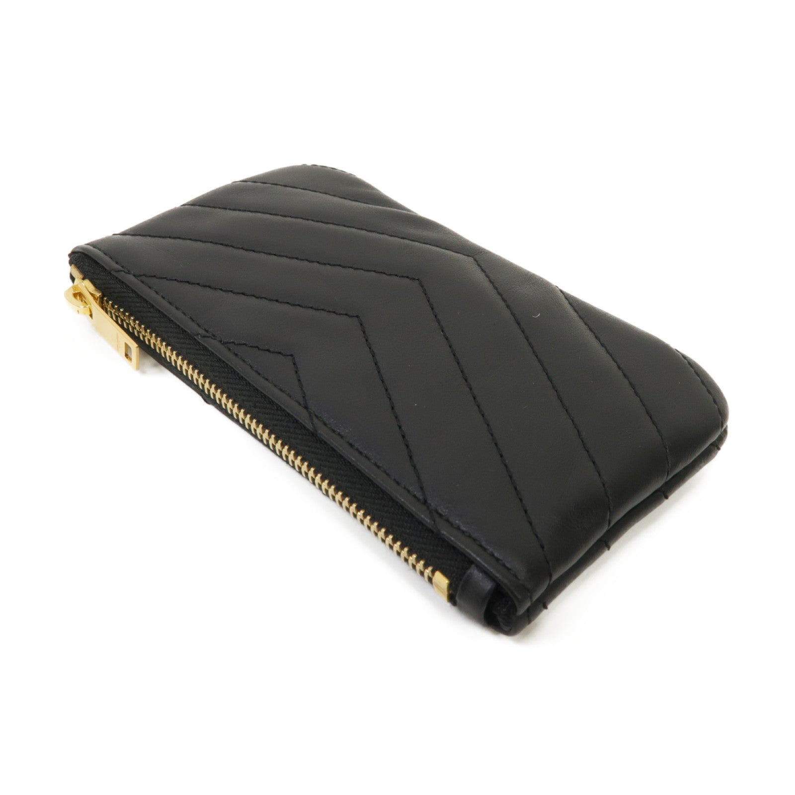 SAINT LAURENT 牛皮皮革Coin Case金扣零錢包黑色