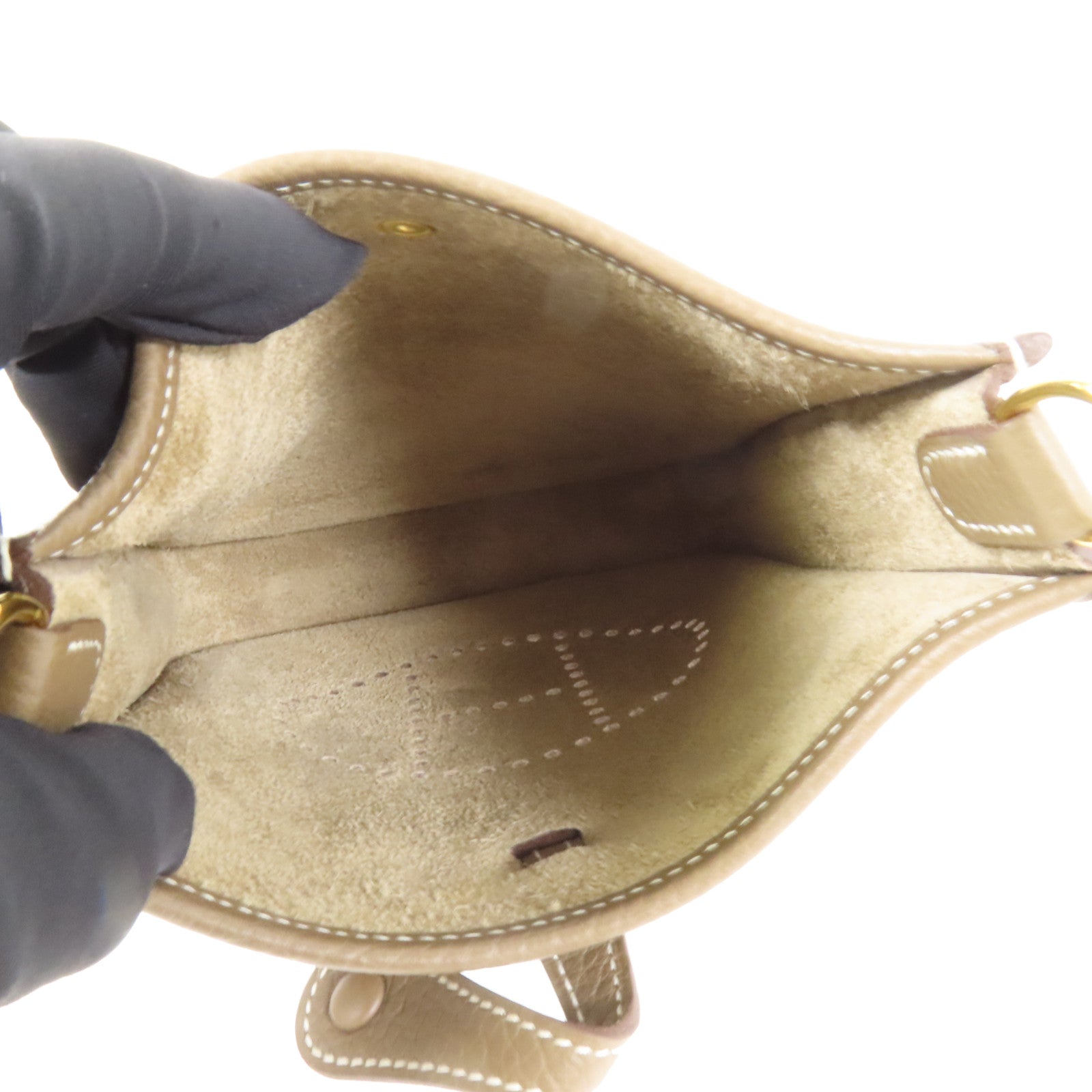 HERMES Clemence皮革Evelyne TPM金扣肩背袋Etoupe