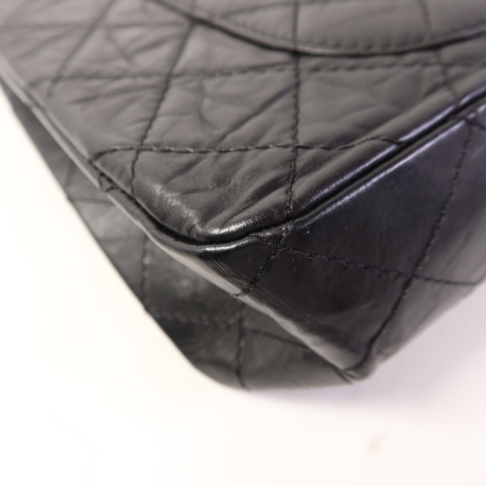 CHANEL 牛皮皮革2.55 Jumbo銀扣鏈帶肩背袋