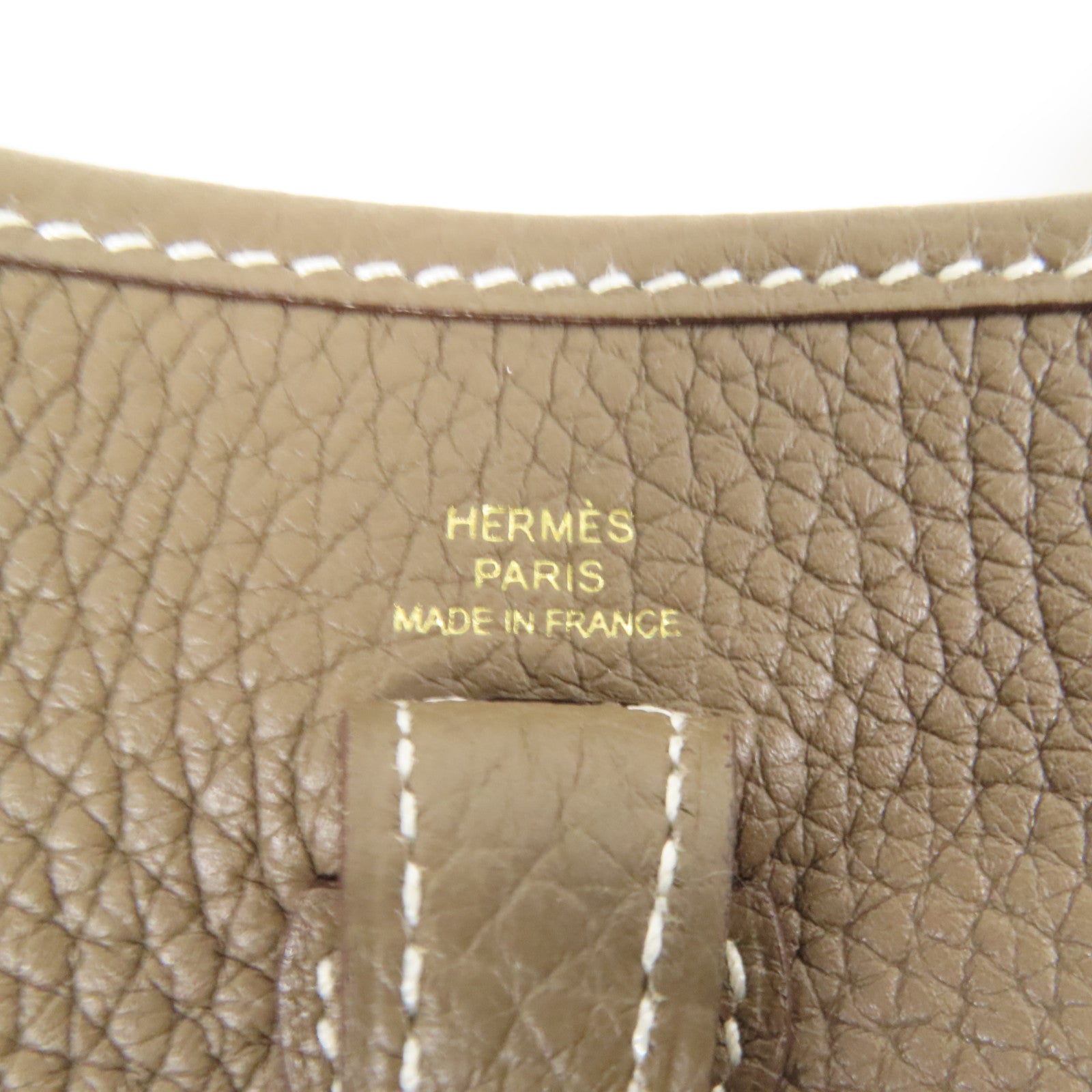 HERMES Clemence皮革Evelyne TPM金扣肩背袋Etoupe