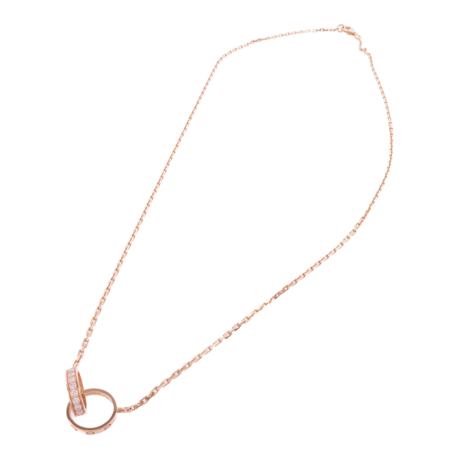 CARTIER 18K玫瑰金Love Pendant Half-Paved鑽石項鍊