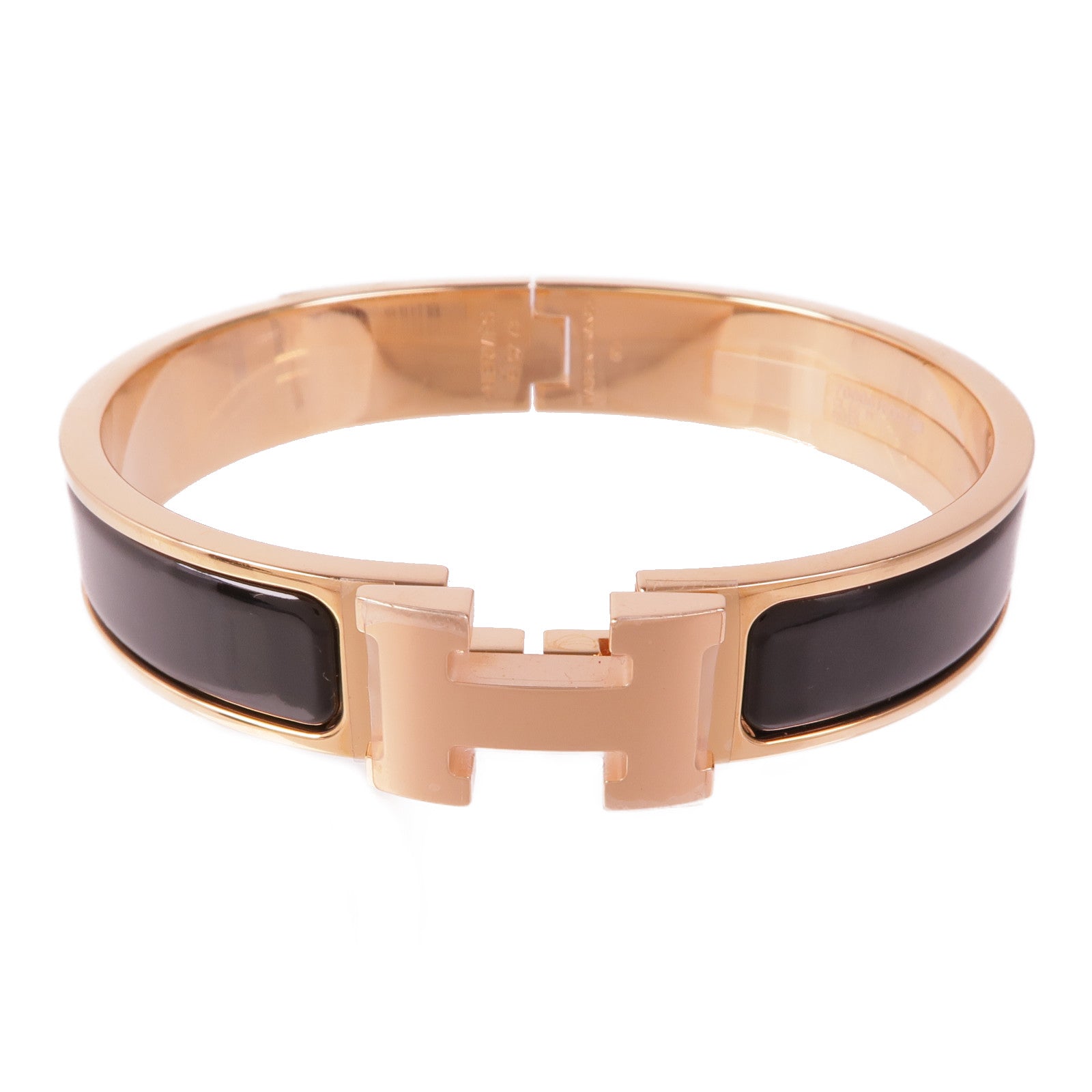 HERMES 金屬/琺瑯Clic H Bracelet手鐲Noir