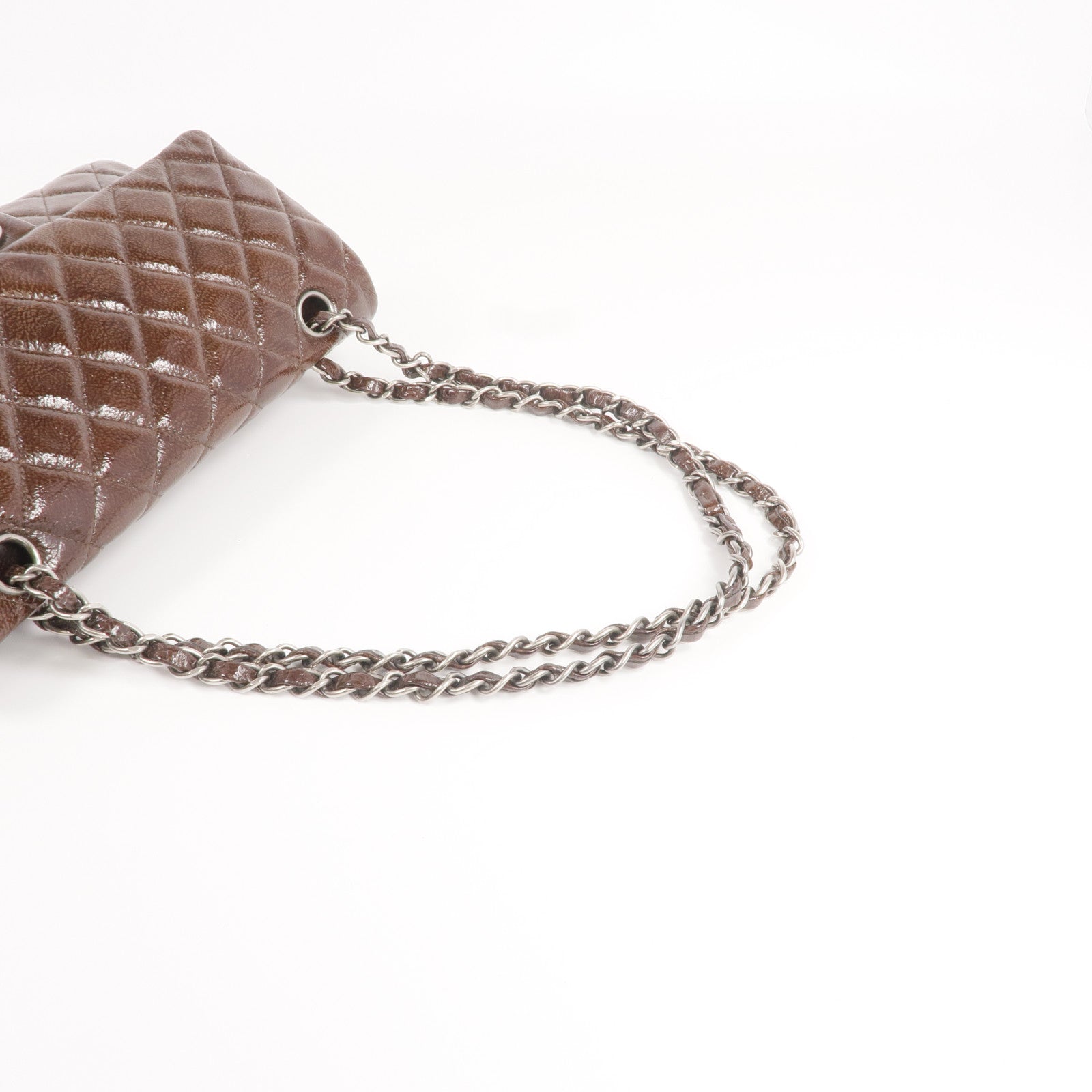 CHANEL 漆皮皮革Classic 25銀扣鏈帶肩背袋