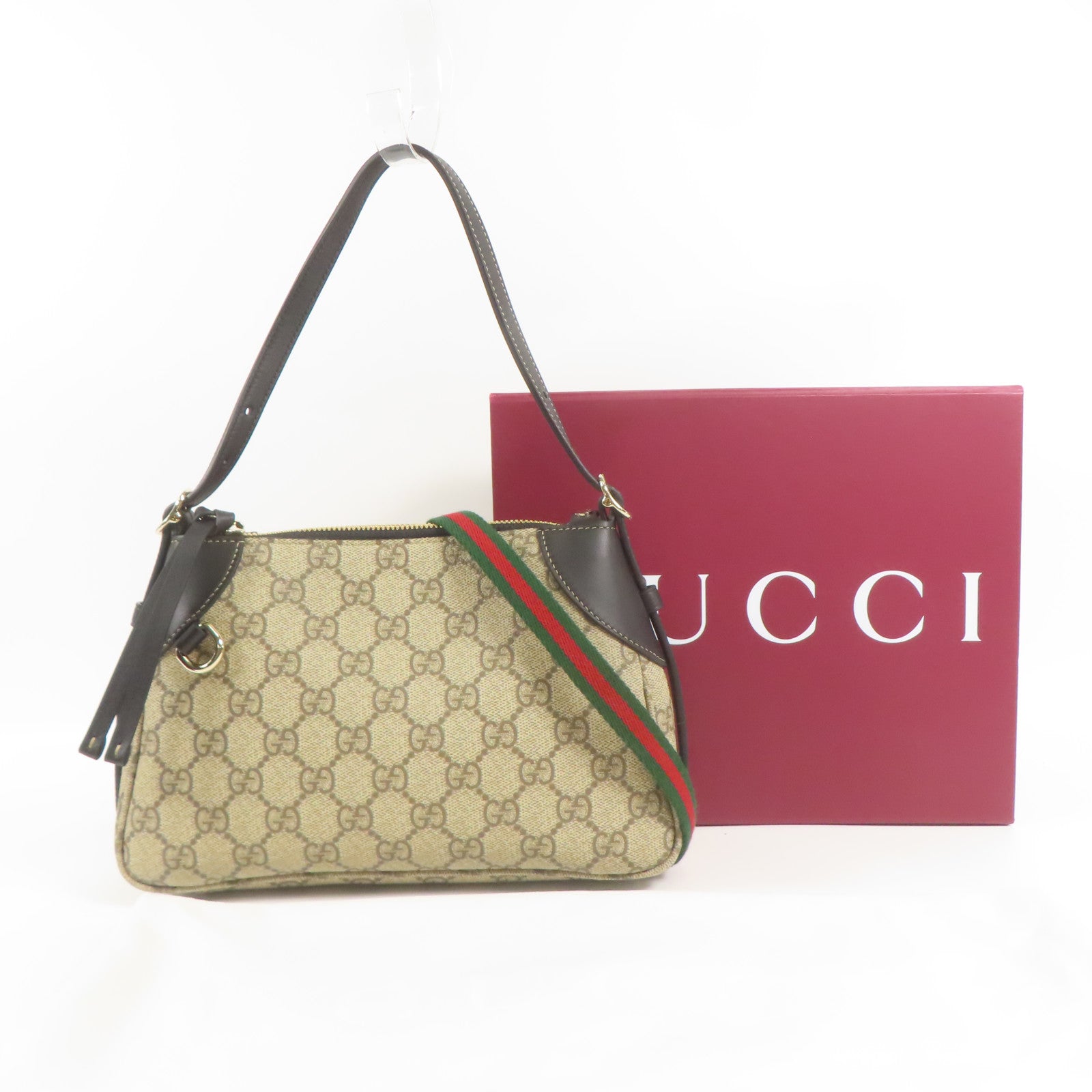 GUCCI 塗層帆布Shoulder Bag金扣手挽肩背兩用袋